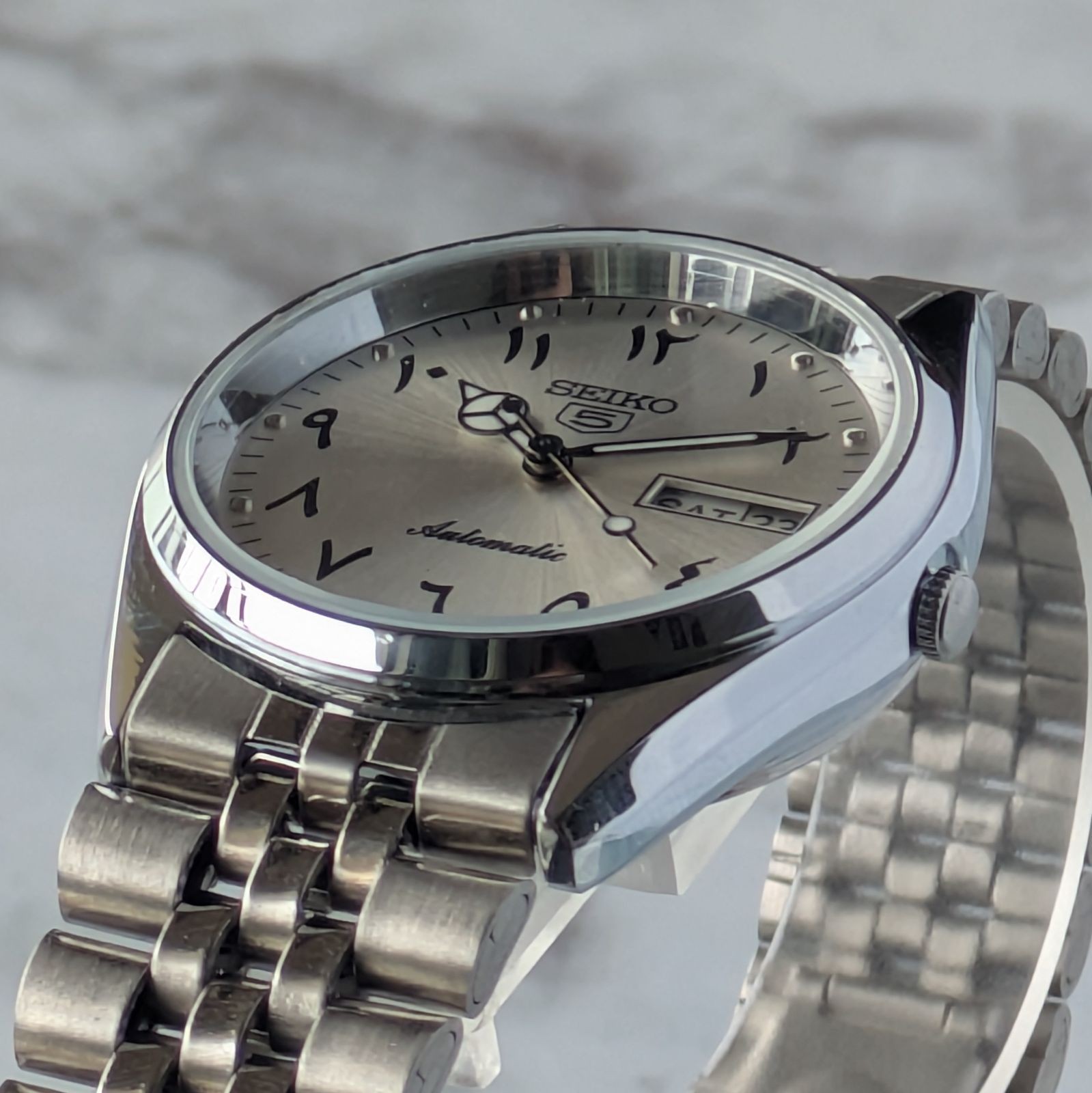 SEIKO 1980-1989 5 Automatic Silver Dial Watch 35mm Wrist 19cm From Japan