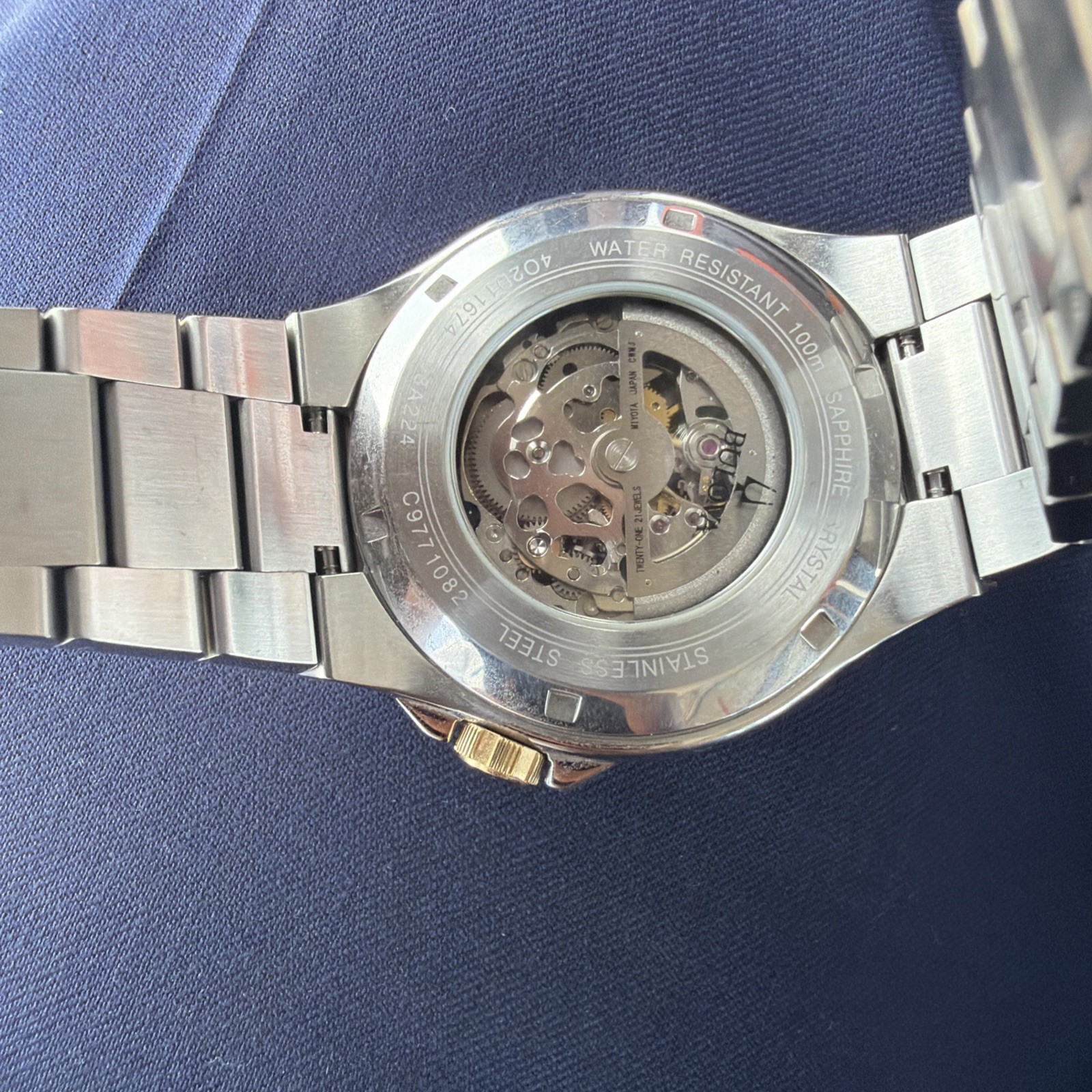 Bulova Classic Skeleton Watch 98A179 Automatic Mens 46mm Black Stainless Steel
