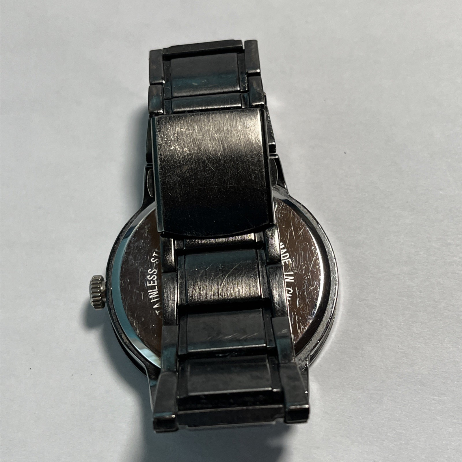 Aldo Men’s Black Chrome Stainless Bracelet Watch Lrg. Face Japan Movement #1210