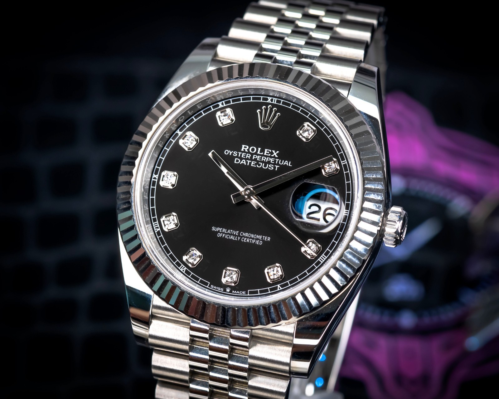 Rolex Datejust 41 Black Diamond Dial Jubilee Fluted – 2025 – BOX & PAPERS 126334