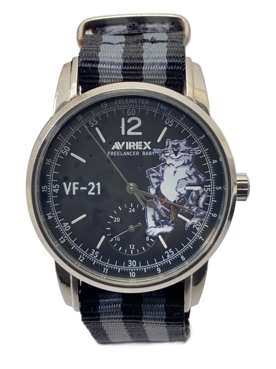 AVIREX VF-21 Quartz Black Canvas Military Watch Excellent JAPAN