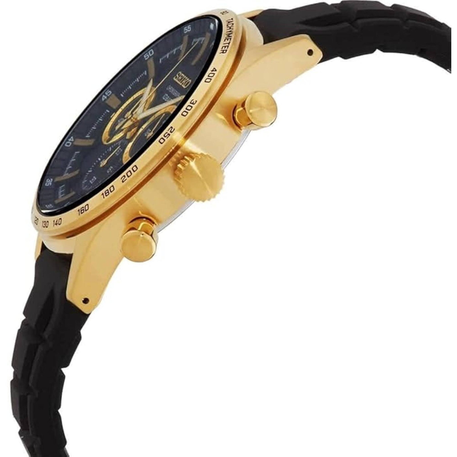 Seiko Men’s Watch Quartz Chronograph Black Dial Silicone Rubber Strap SSB446P1