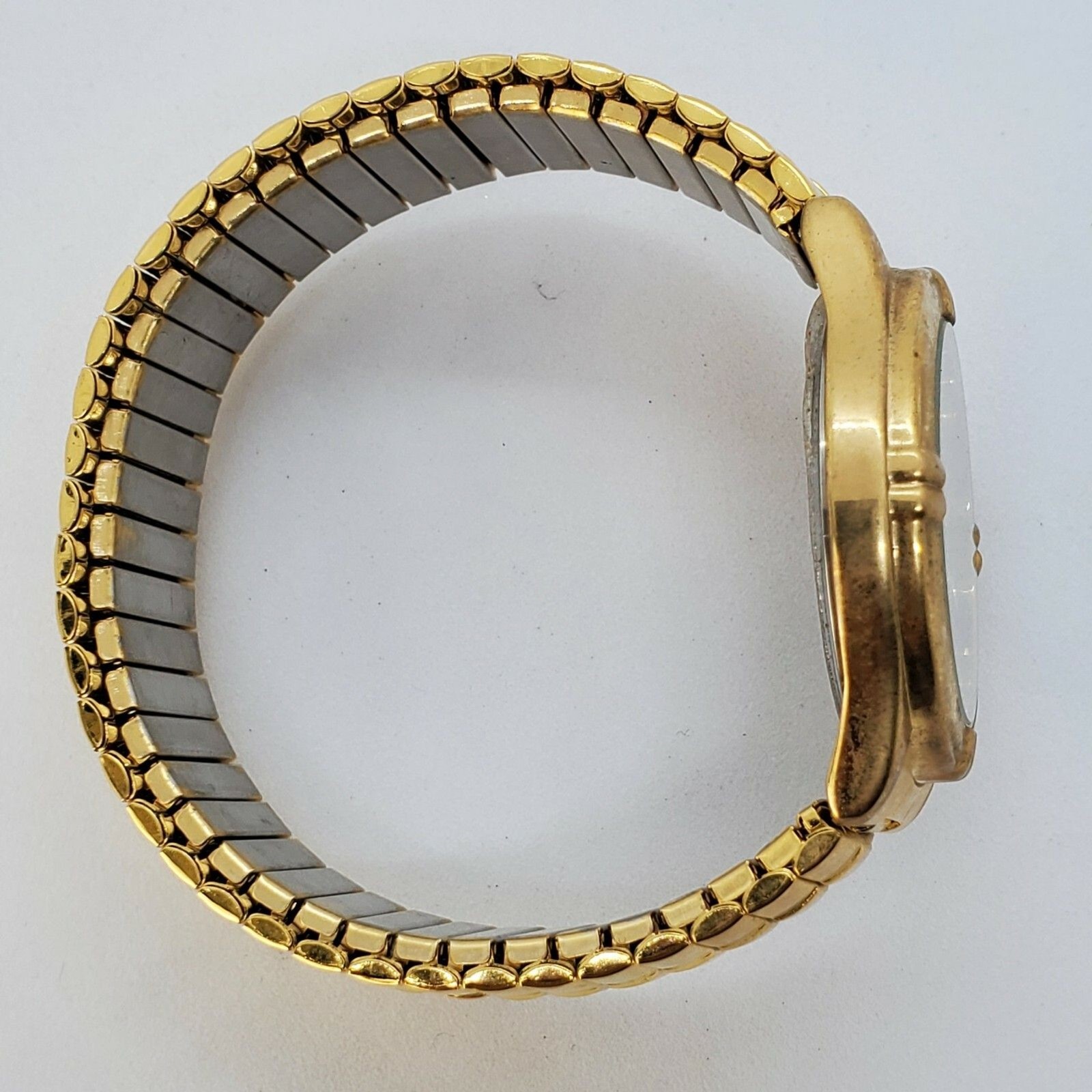 35MM Watch Women Gray Dial Gold Expansion Stretch Band 6.5″ New Battery