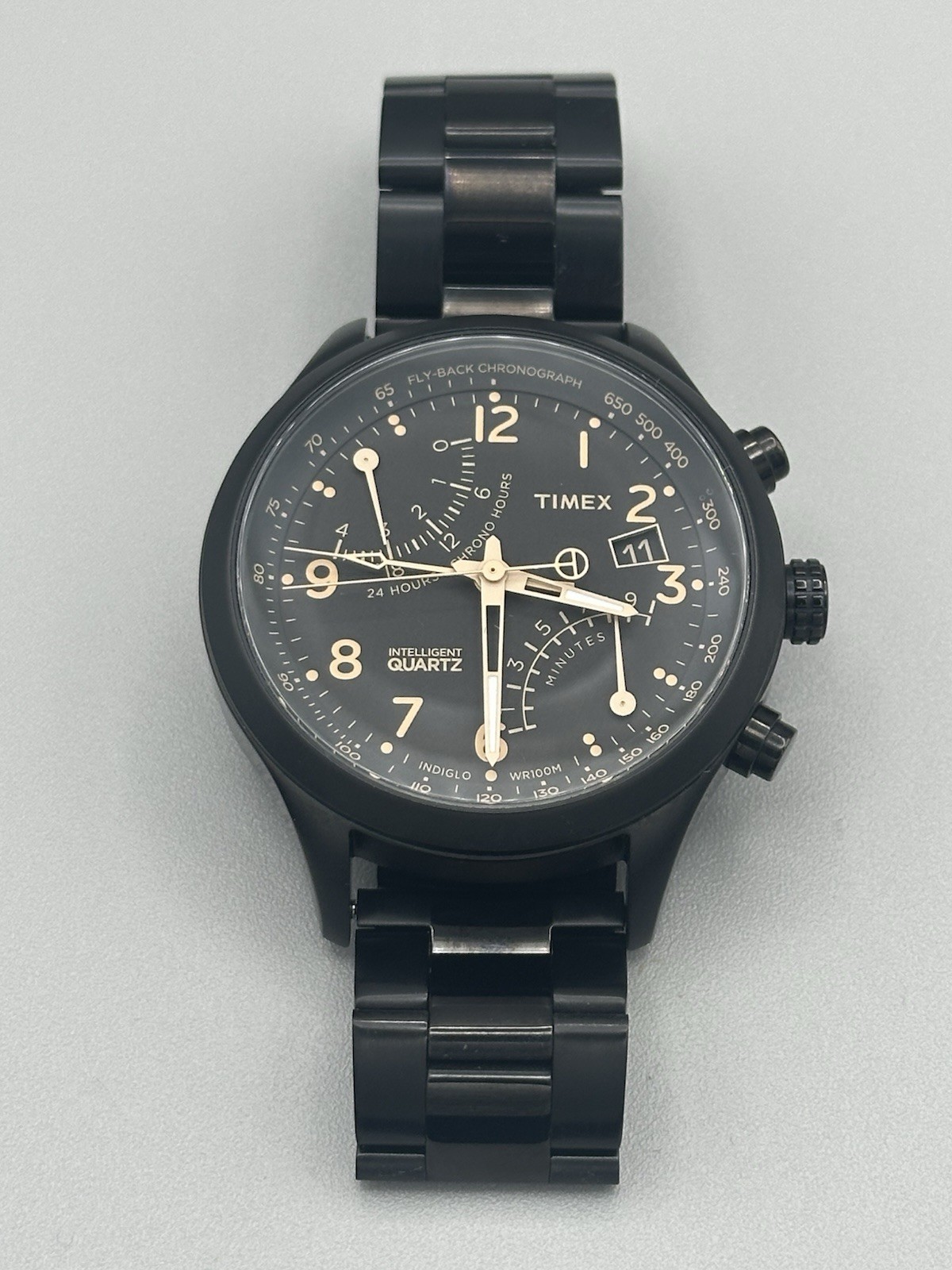 Timex T2N700 Intelligent Quartz Flyback Chronograph Indiglo Black Men’s Watch