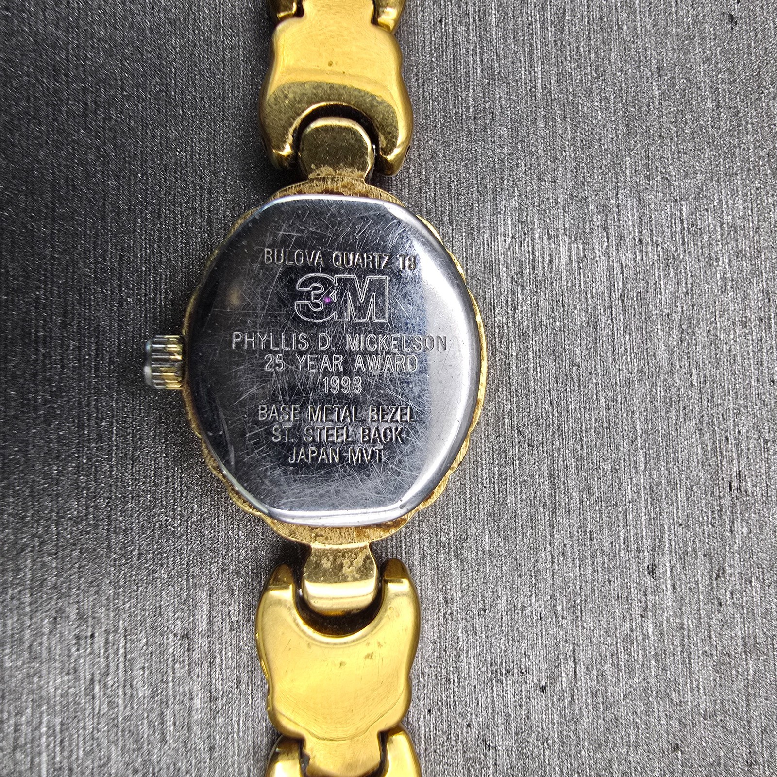Bulova Watch Women 16mm Gold Dial Gold Tone Oval Diamond Accent New Battery VTG