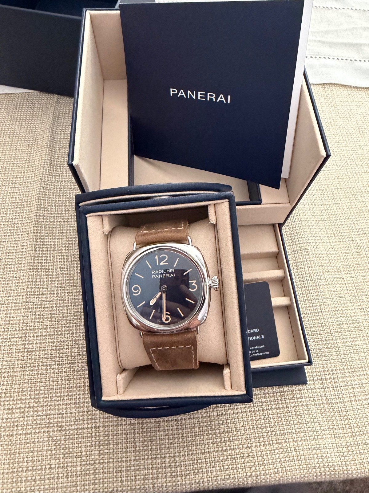 Panerai Radiomir Manual Wind Blue Dial Steel Watch PAM1383 PAM01383 B+P