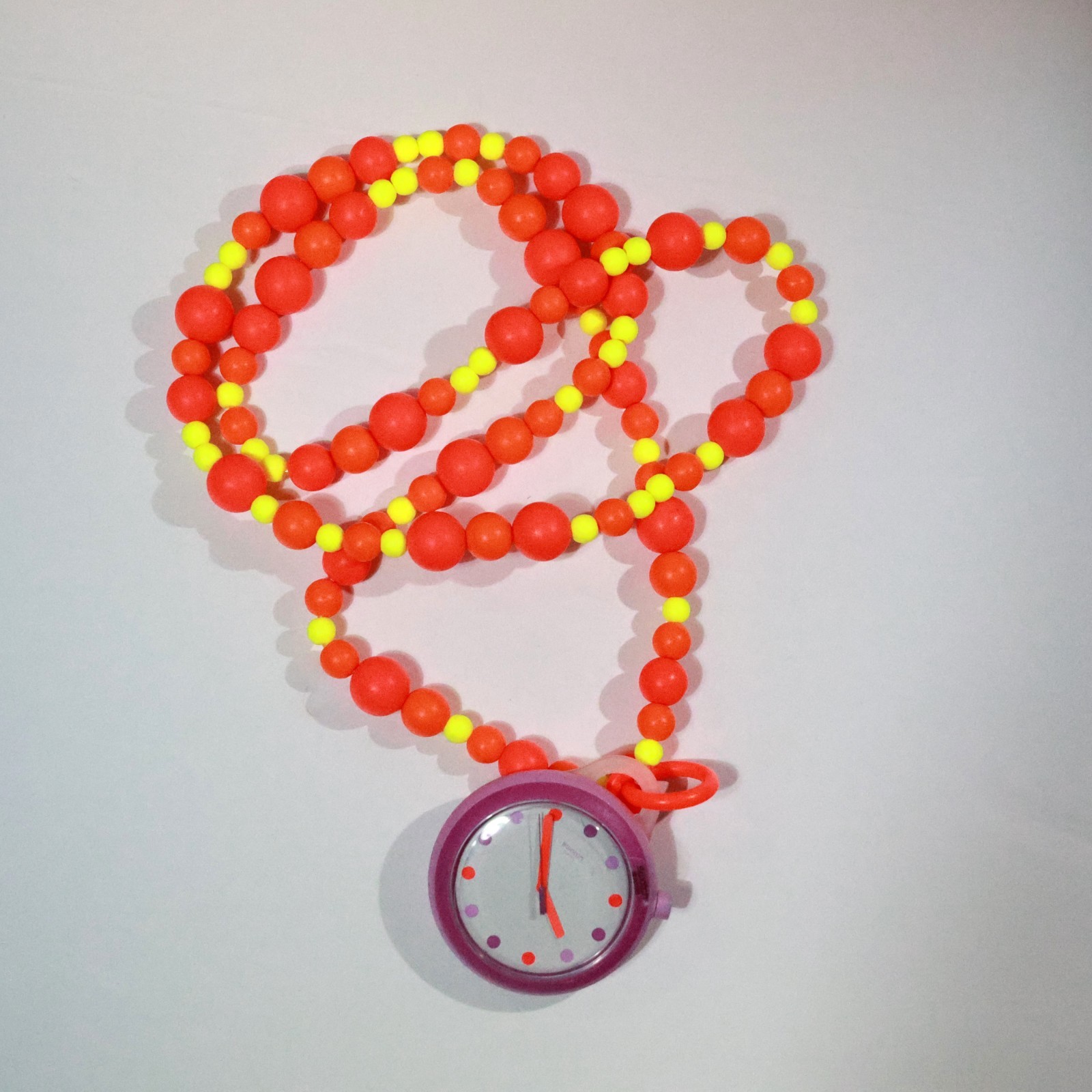 Swatch POPALICIOUS BEADS PNP100N Pop Swatch Necklace+PInk Band Watch Purple