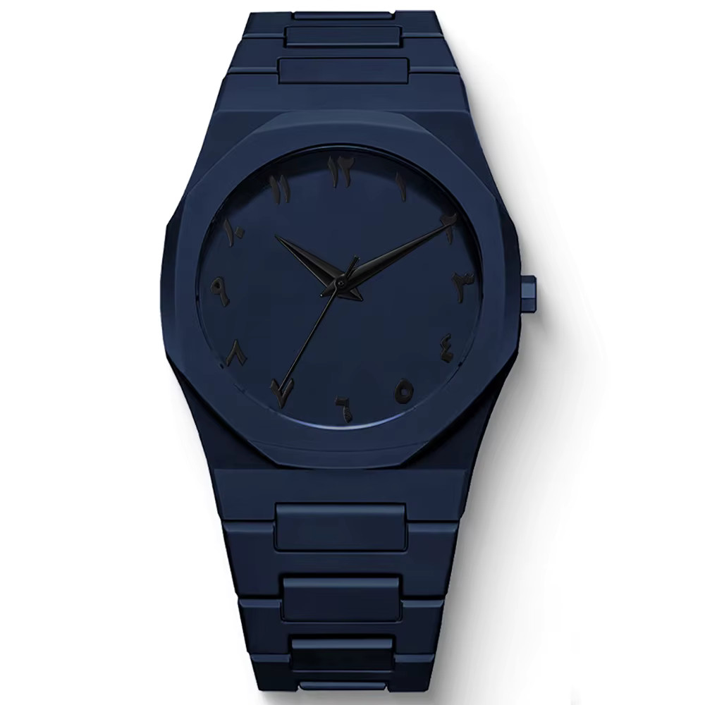 Wristwatch Mens Quartz Analog Octagonal Resin Case Stainless Steel Bracelet
