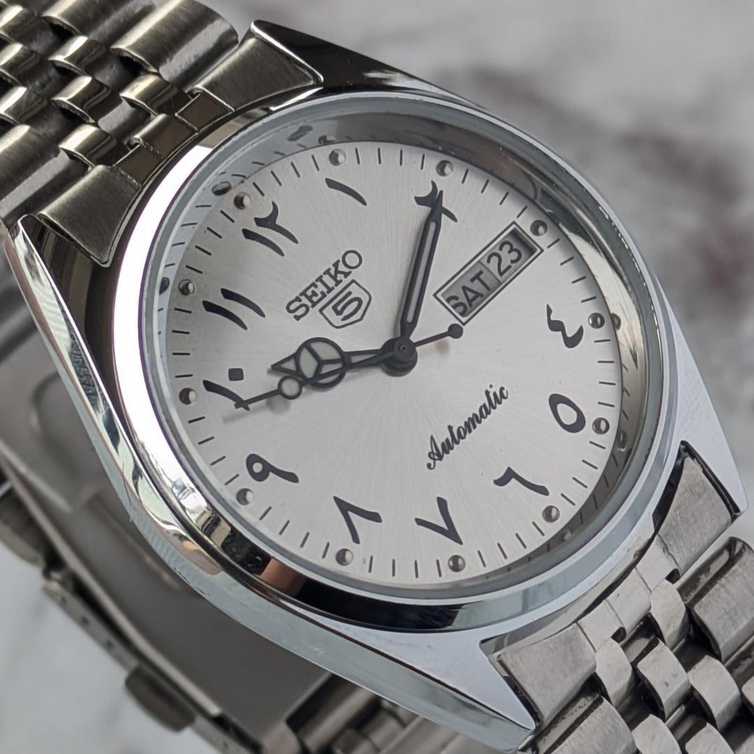 SEIKO 1980-1989 5 Automatic Silver Dial Watch 35mm Wrist 19cm From Japan