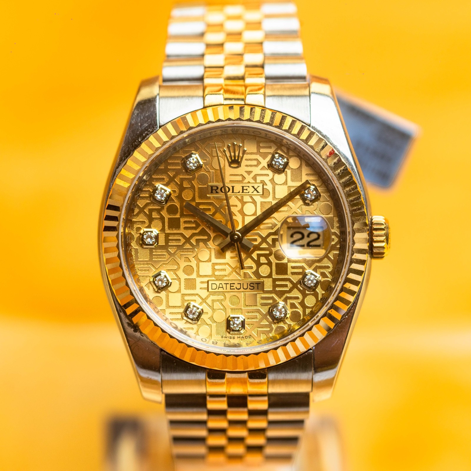 Rolex Datejust 36mm Two Tone Gold Champagne Jubilee Diamond Dial – 116233