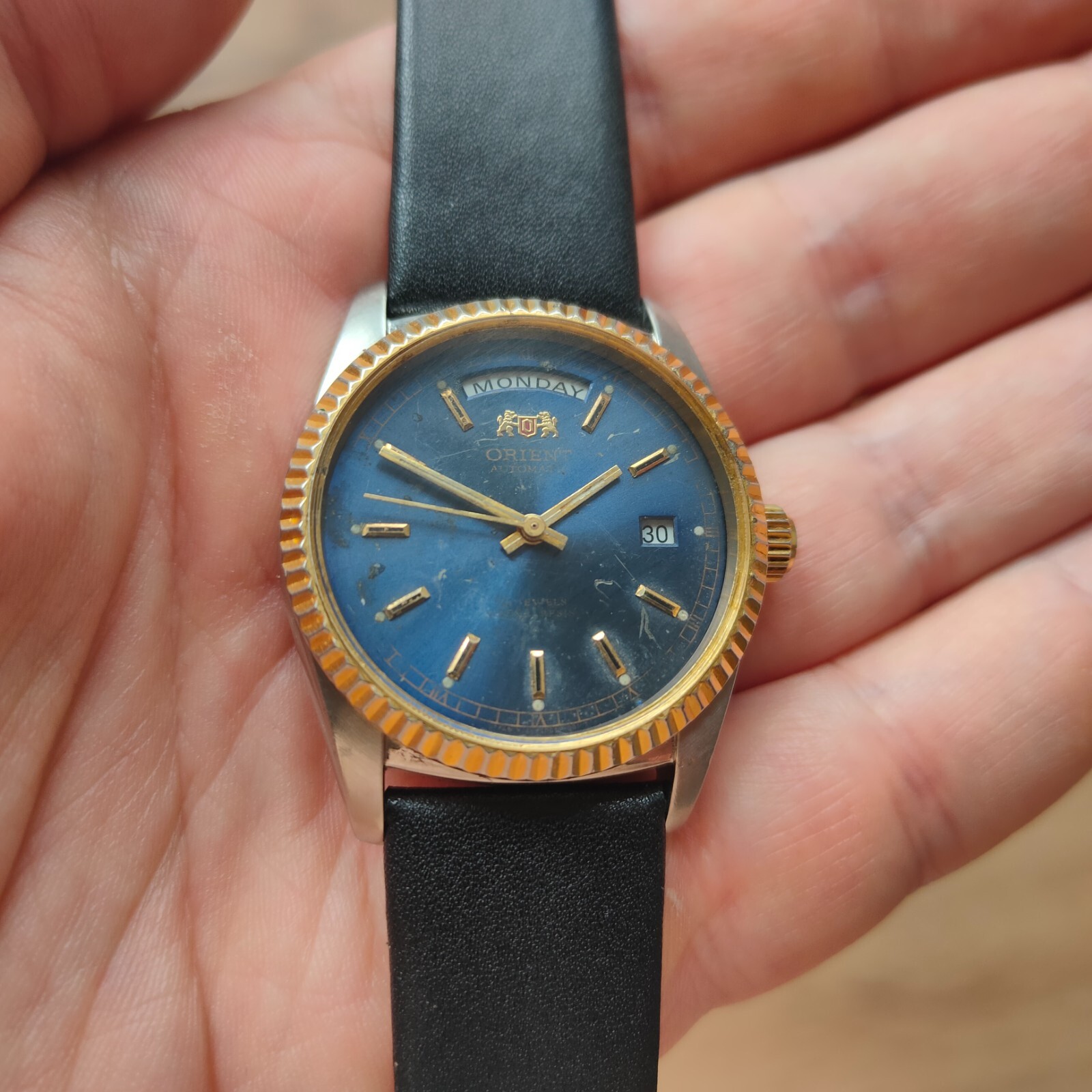 Rare Orient President watch, day date orient Automatic Watch, rare blue dial