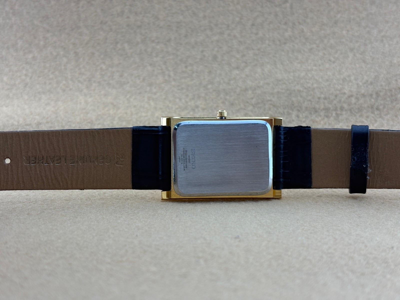 RARE GOLD BLUE Vintage Seiko Slim Quartz Men’s Wristwatch-dark brown strap
