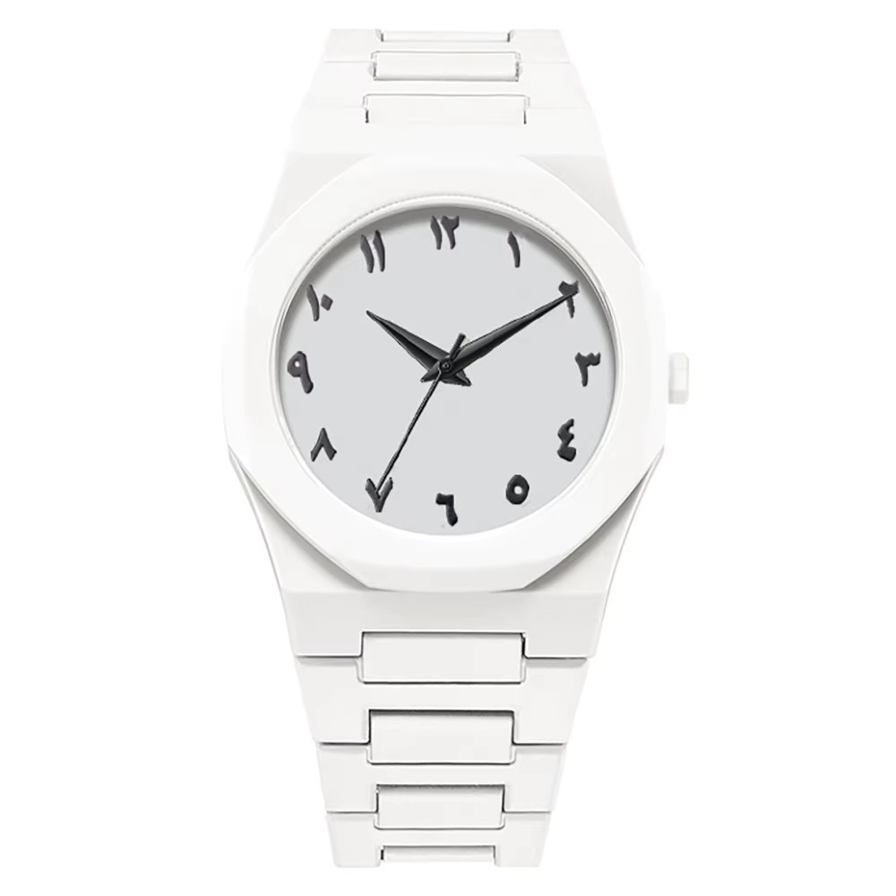 Wristwatch Mens Quartz Analog Octagonal Resin Case Stainless Steel Bracelet