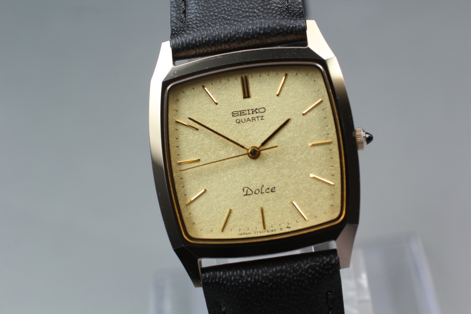 Serviced Vintage 1987 Seiko Dolce 7731-5160 Tungsten Tank Mens Watch From JAPAN