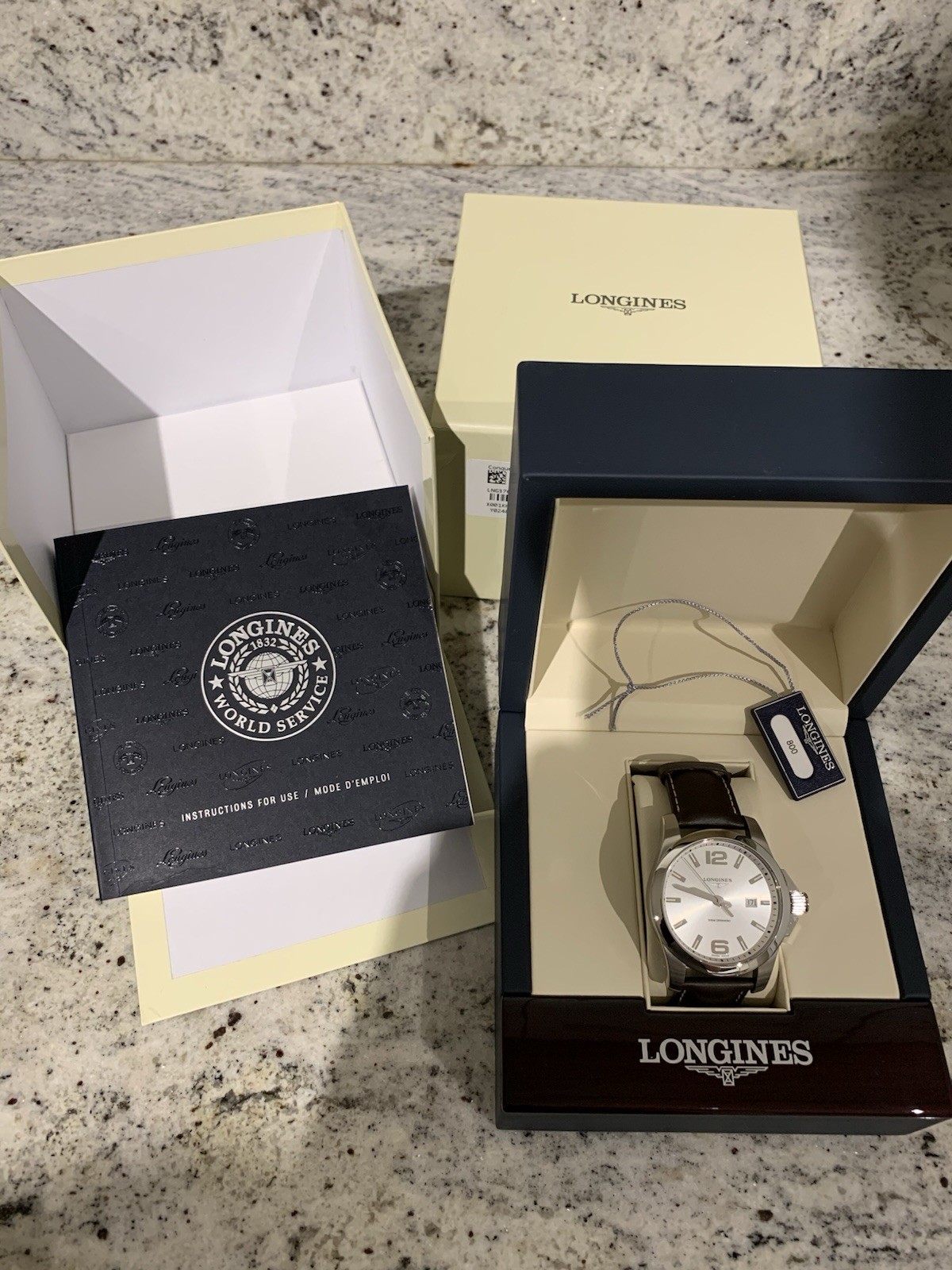 Longines Conquest Quartz Silver Dial 41mm Brown Leather Men’s Watch L37594765