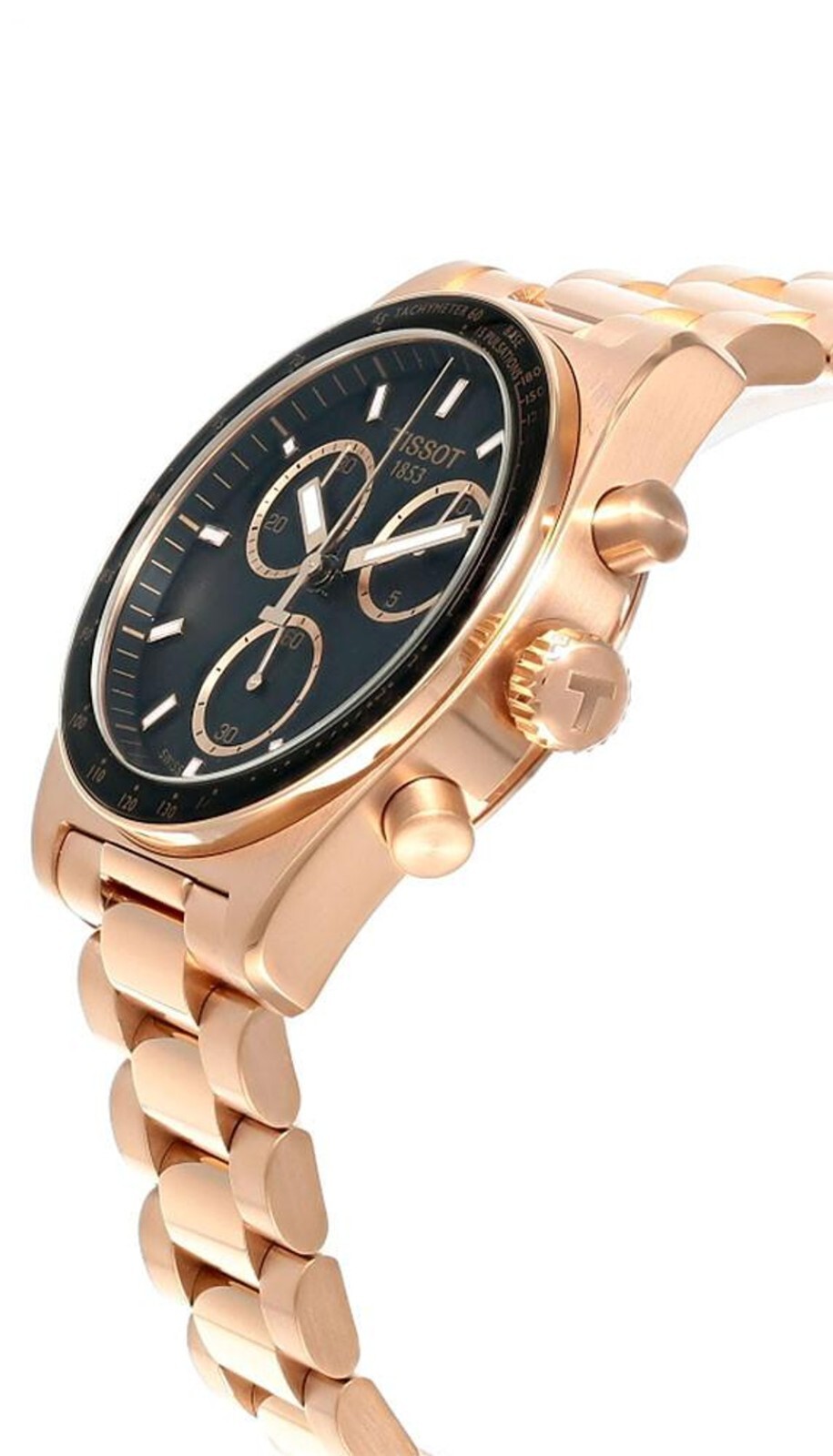 TISSOT PR516 Chronograph 40MM Black Dial Rose Gold PVD Mens Watch T1494173305100