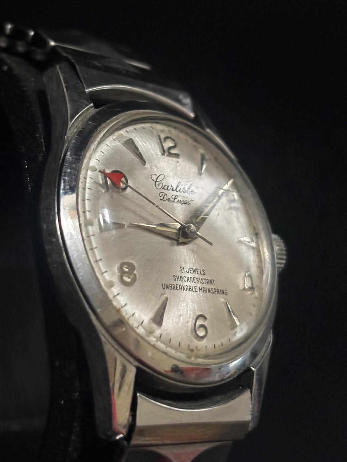 Vintage Carlisle De-Luxe Mechanical 21 Jewel Manual Wind Men’s Watch Runs