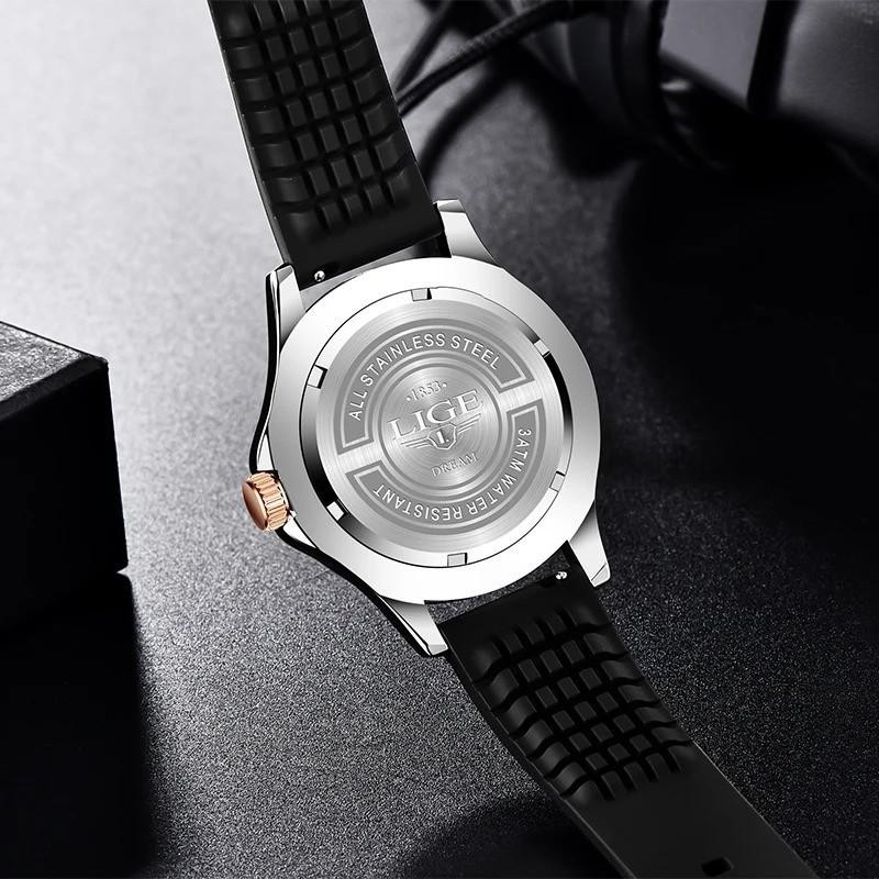 44MM LIGE Luxury Quartz Watch Men’s Diver Silicone 30M Waterproof Luminous NEW