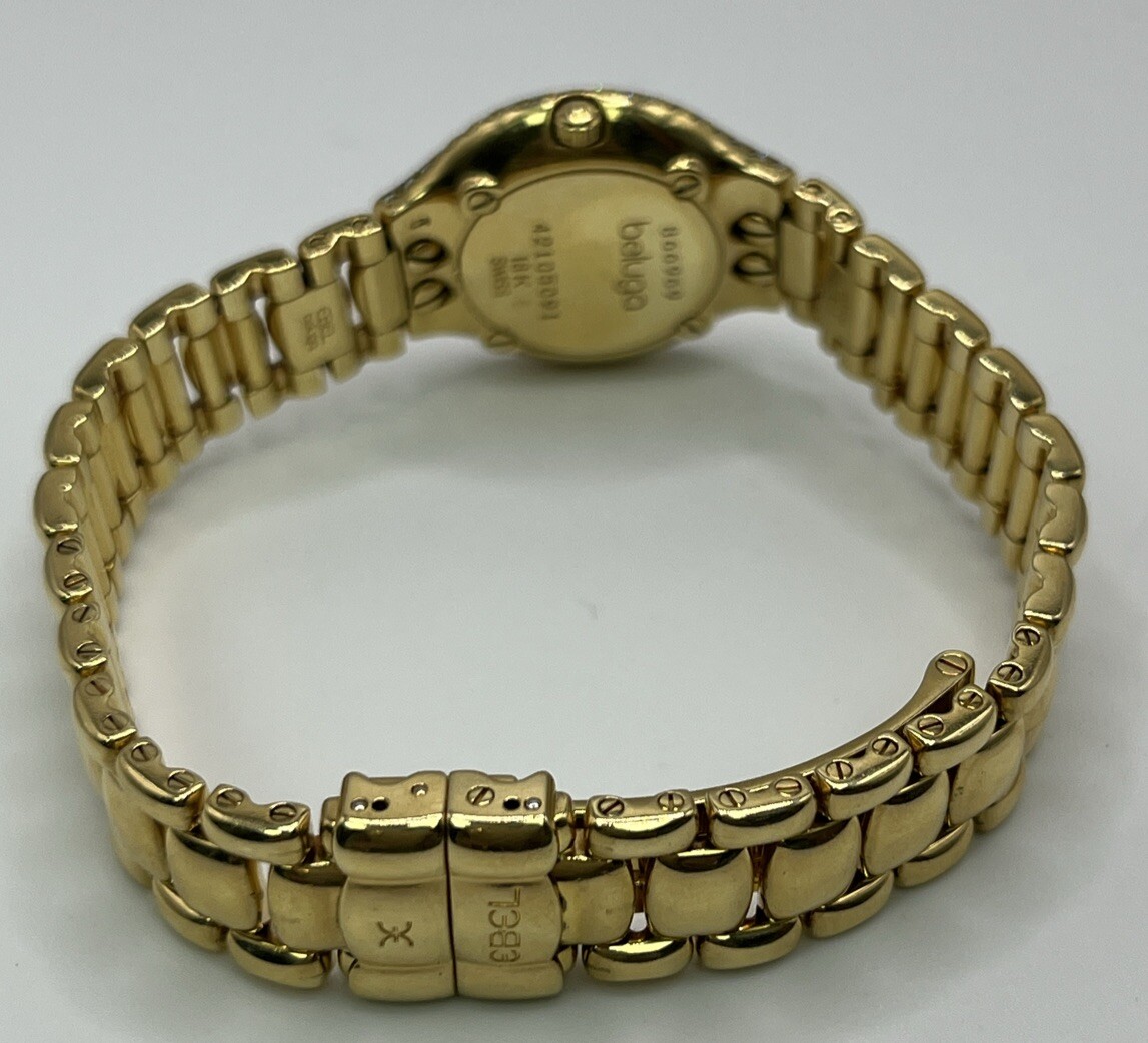 Ebel Beluga 18k Gold 24mm Diamond Watch Bracelet w/ Mother of Pearl Dial 866969