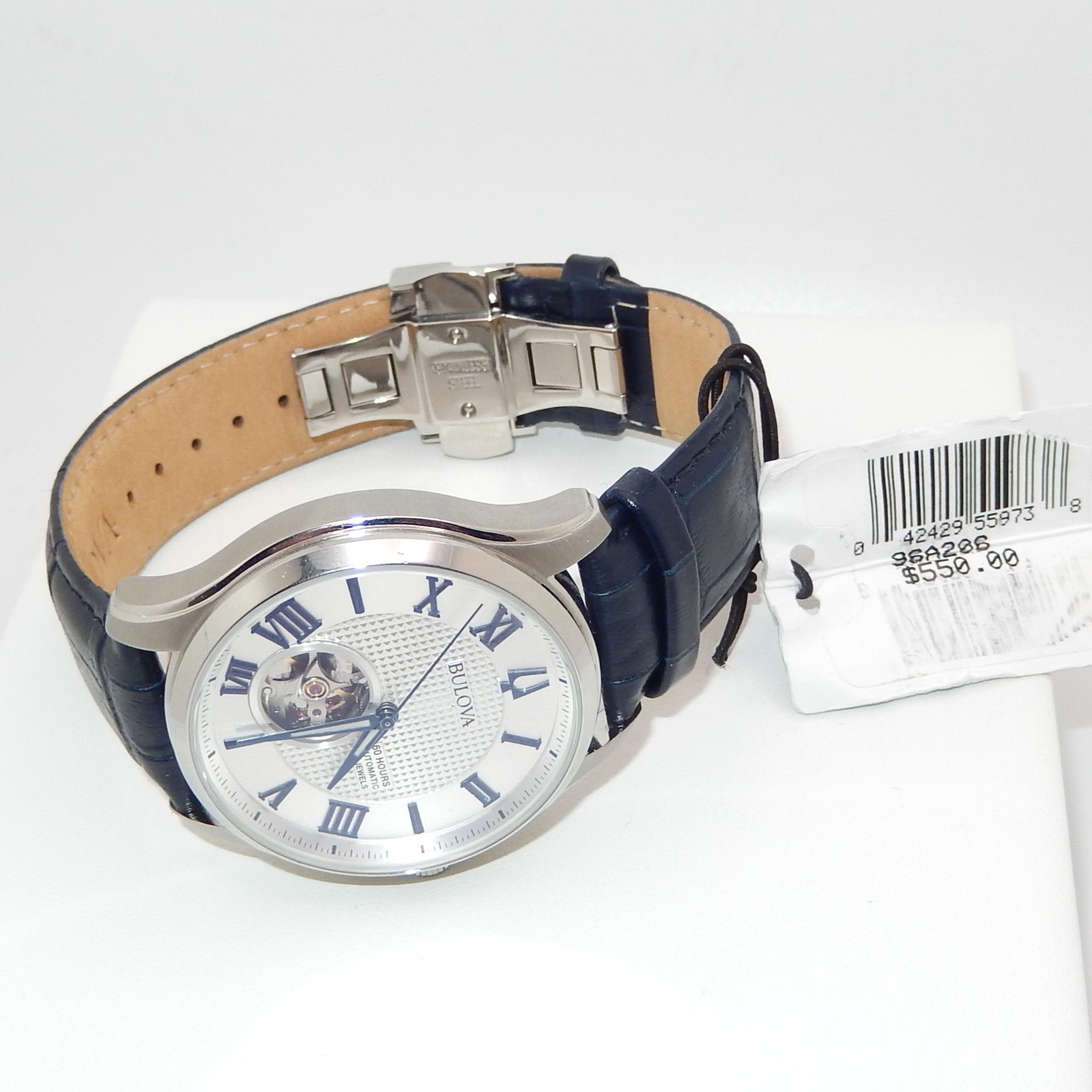 Bulova Men’s Classic Wilton Automatic Watch – 96A206, 42mm, Blue Leather Strap