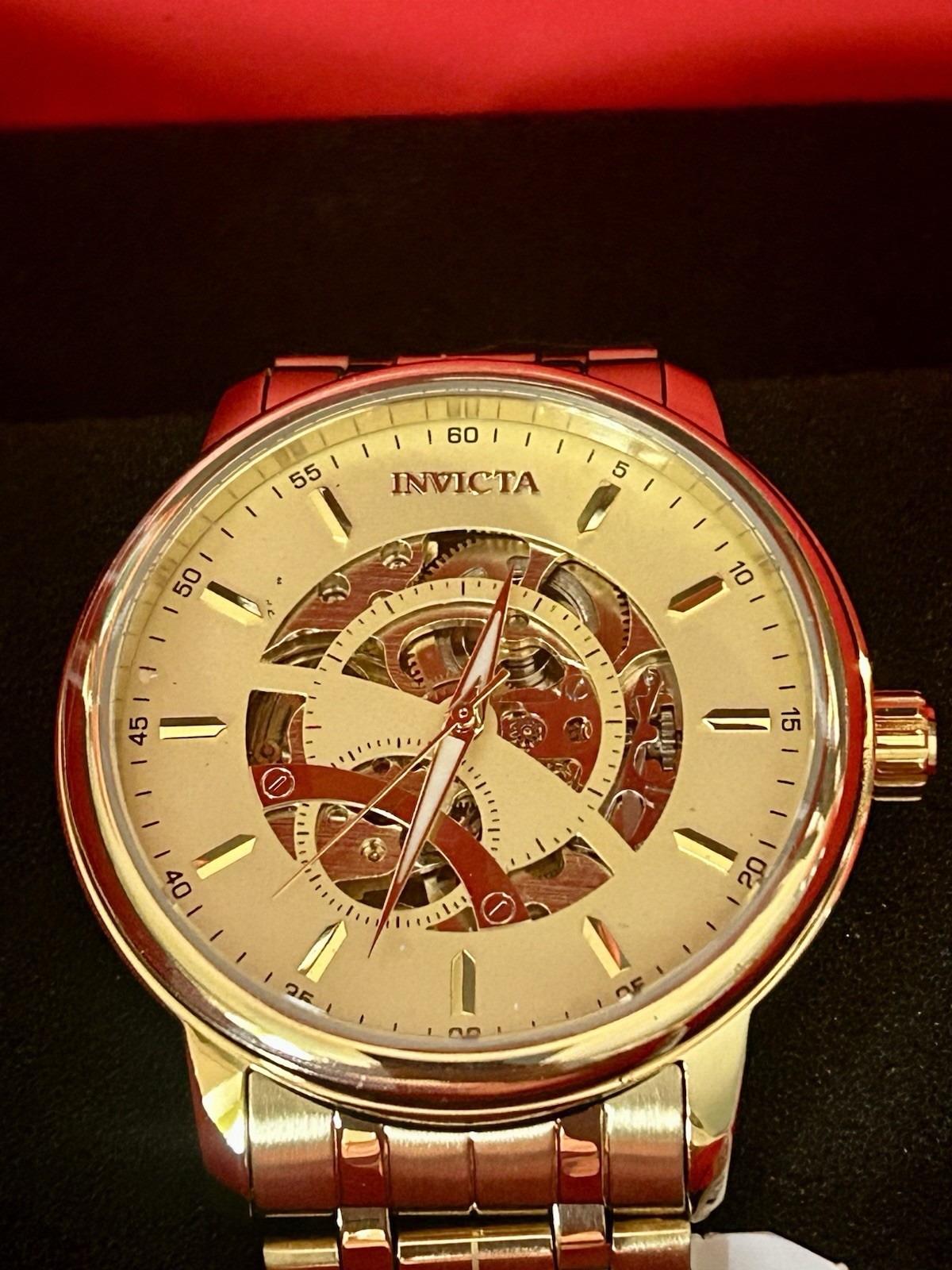 Objet D Art Automatic, Invicta 42.5mm, WR 30m, 8.5”, New/Box/3yr Warranty, Gold