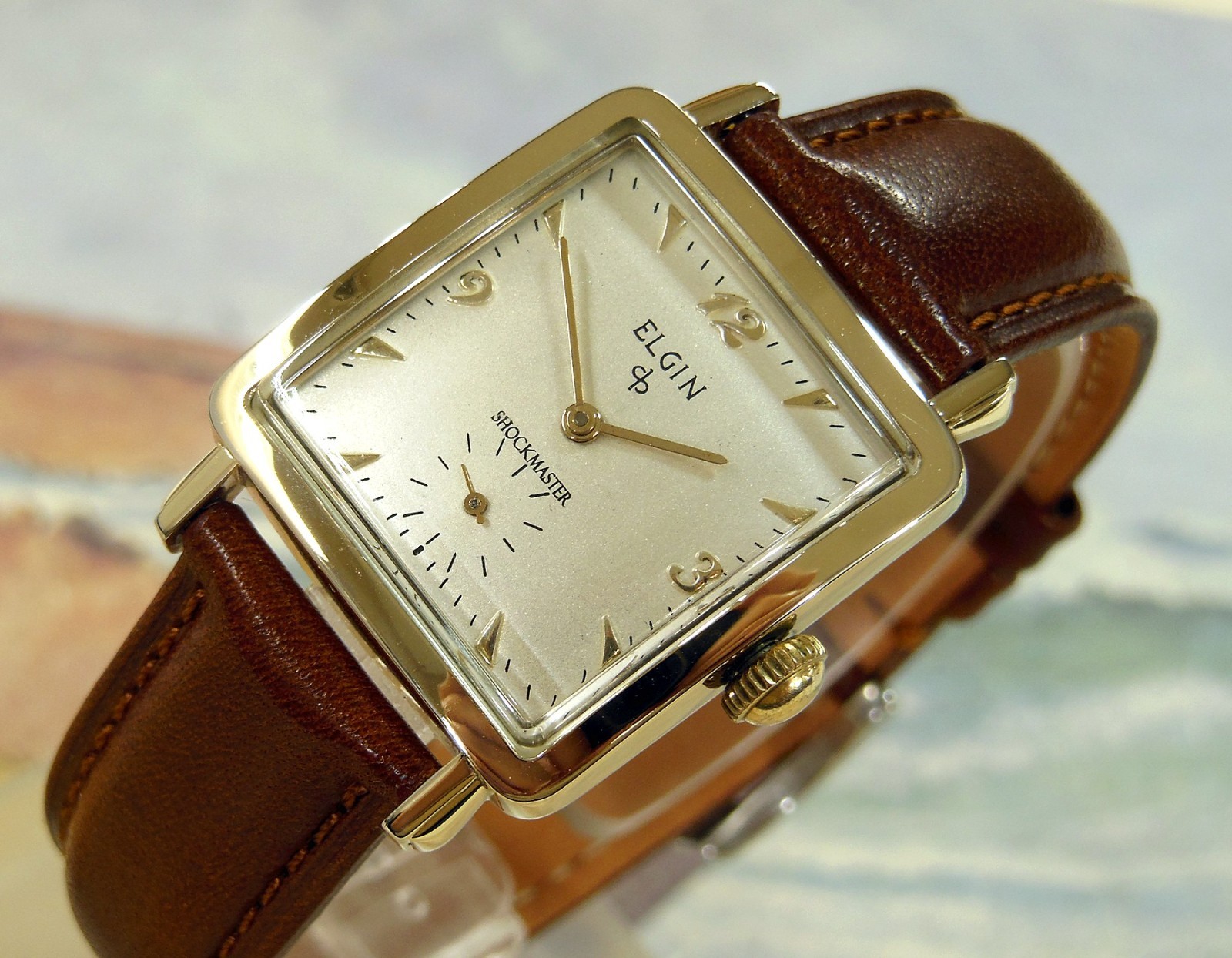 1950’s Vintage ELGIN SHOCKMASTER, Stunning Silver Dial, Serviced