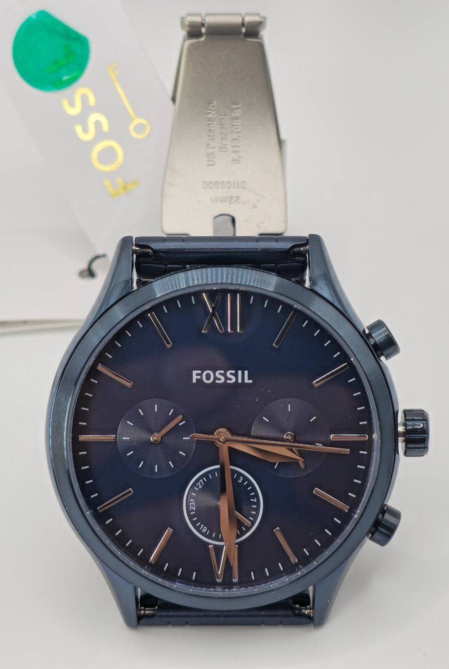 Fossil BQ2403 Men’s Blue Dial Chronograph Stainless Steel Watch 5ATM