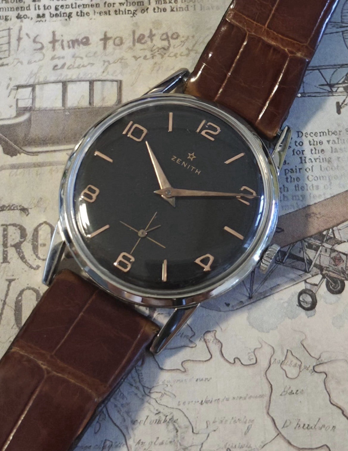 Zenith Vintage Manual Wind Small Seconds Dress Watch – Black Dial – 34mm