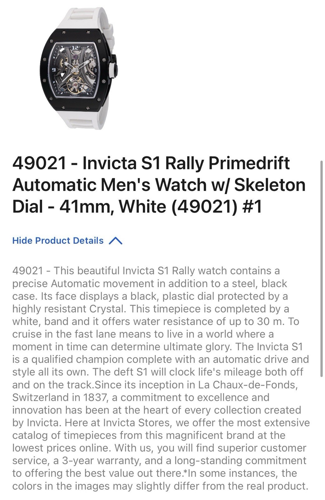 🔥Invicta S1 Rally AUTOMATIC 41mm Skeleton Dial Men’s Watch 49021