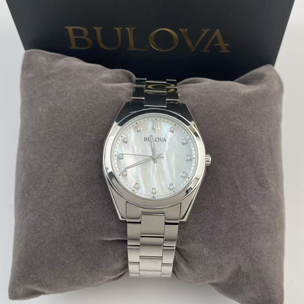 Bulova Surveyor Women’s Quartz Watch Mother of Pearl Dial Stainless Steel 96P228