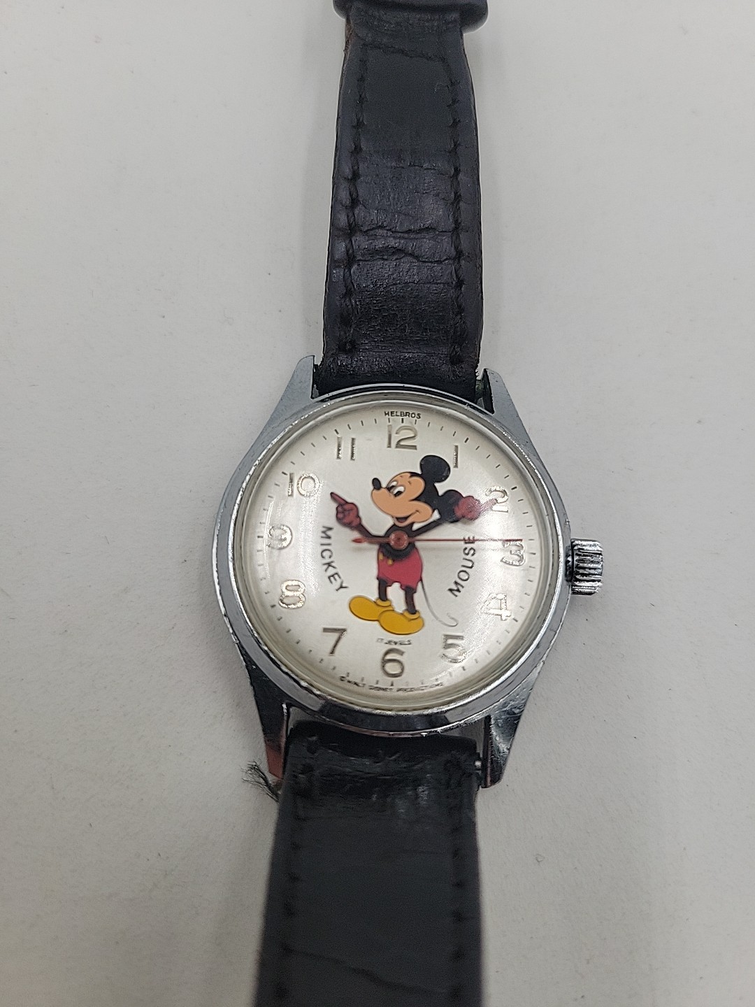 Vintage Helbros Mickey Mouse Watch 17 Jewels Walt Disney Productions W. Germany
