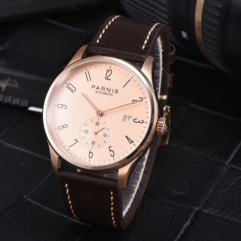 Parnis 41.5mm Automatic Movement Men’s Boys PVD Coated Casual Wristwatch