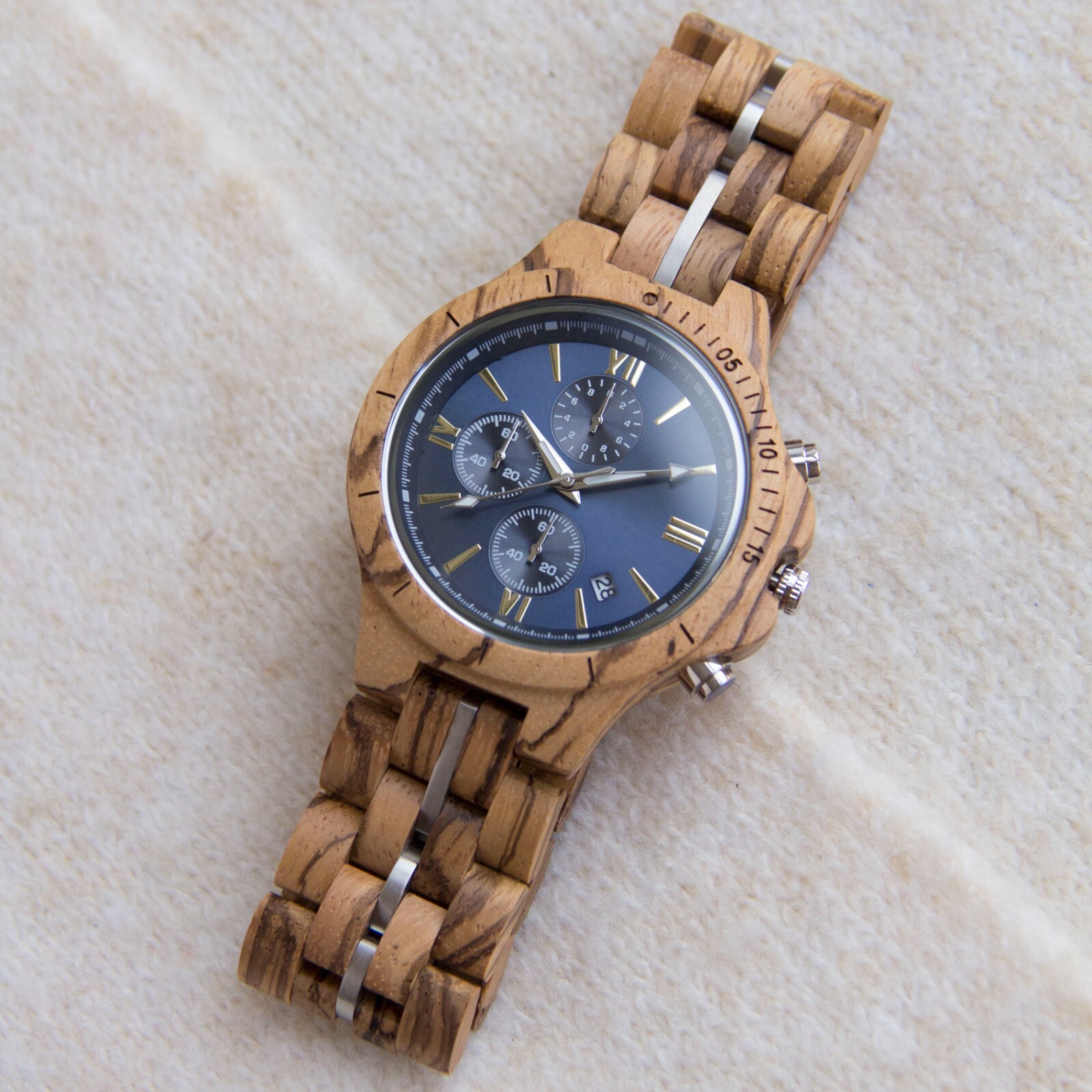 Men’s Wood Watch Handmade Chronograph Wooden Watch