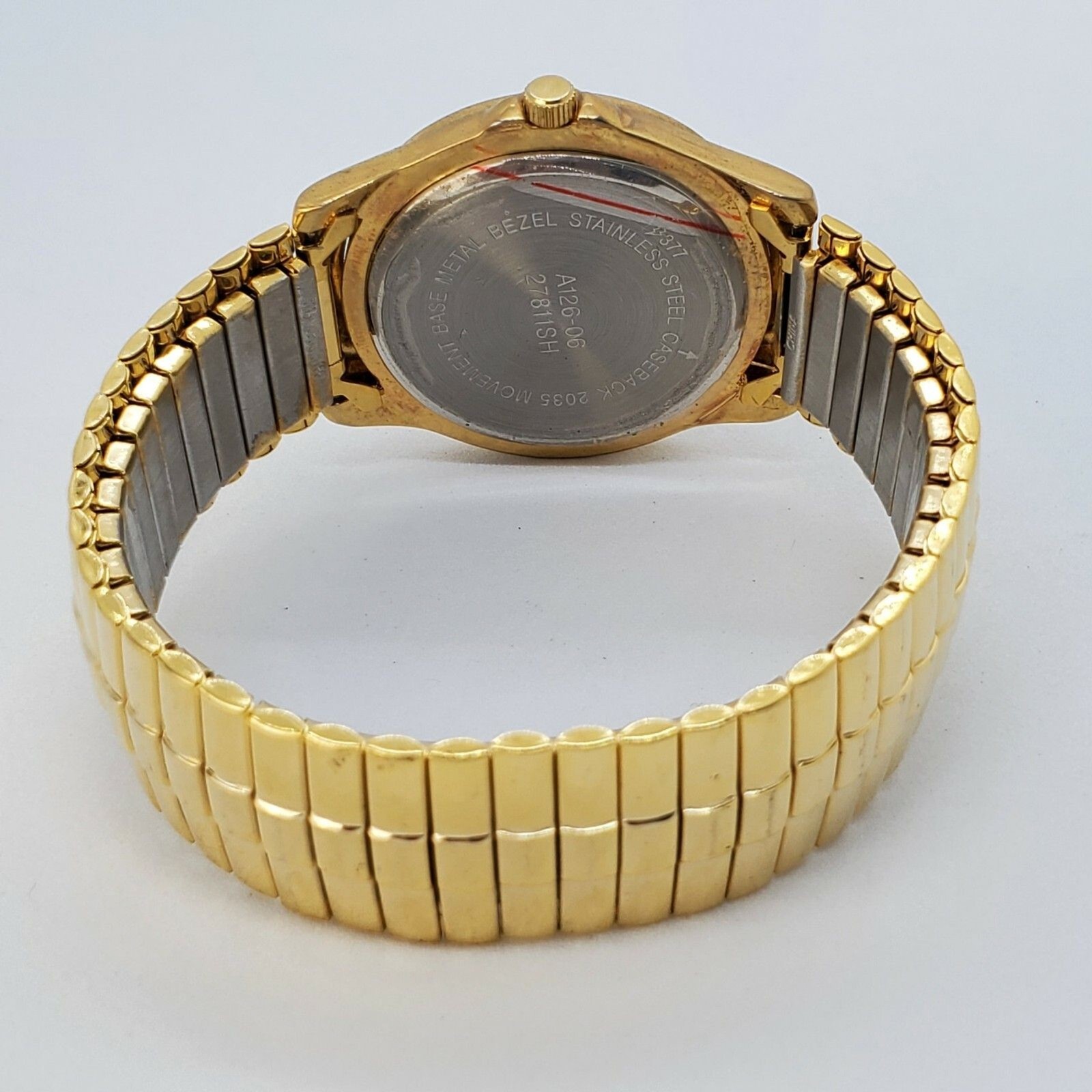 35MM Watch Women Gray Dial Gold Expansion Stretch Band 6.5″ New Battery
