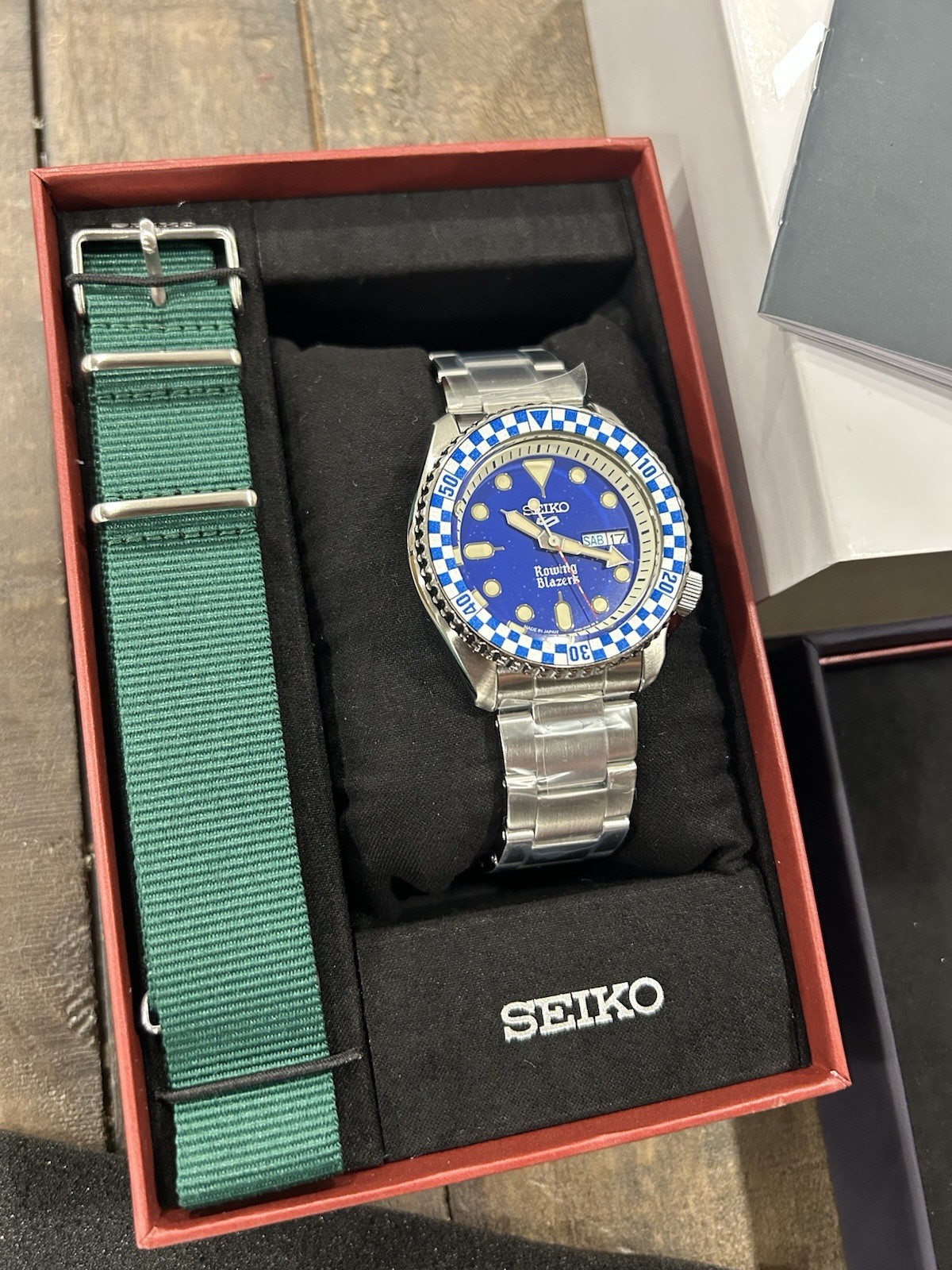 Seiko 5 Sports x Rowing Blazers Blue Dial Auto Day/Date 100m Box Papers – NEW