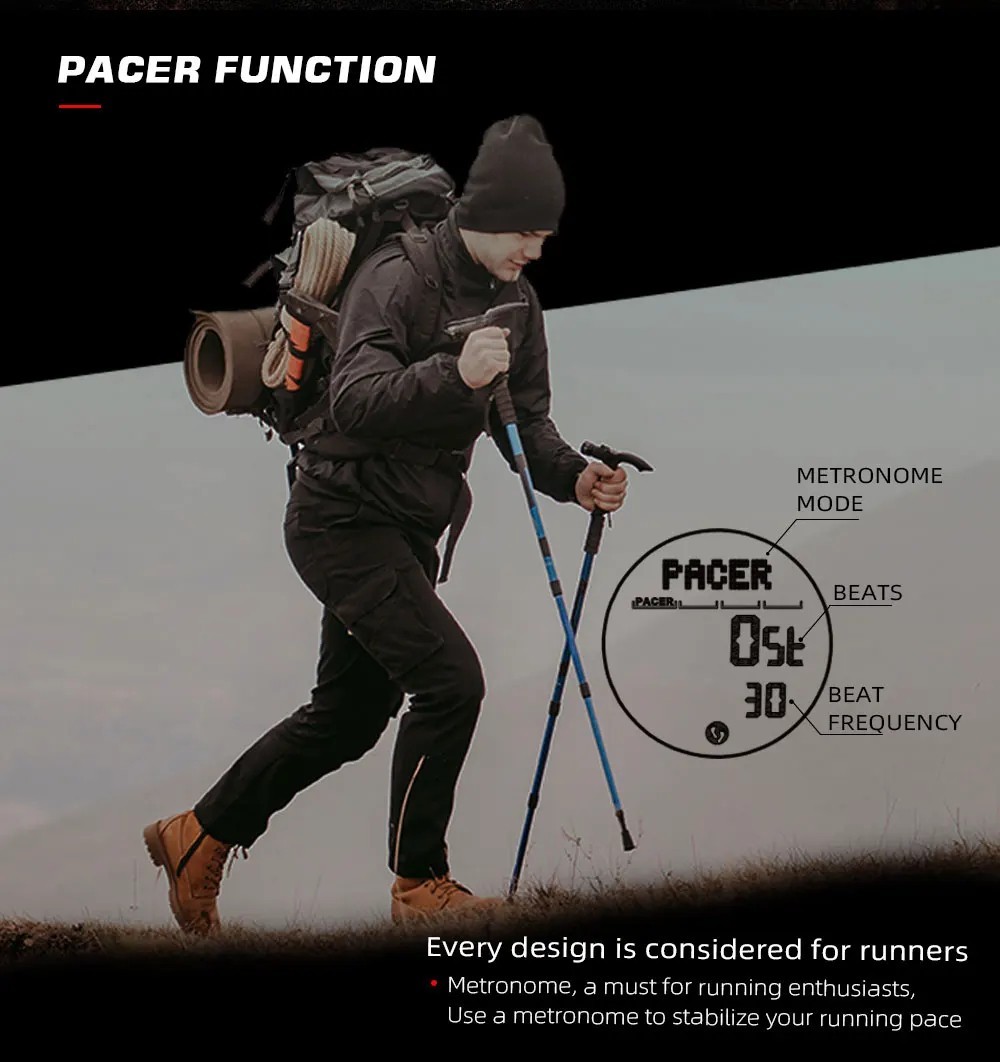 Men Digital Carbon Fiber Sports Watch Military Waterproof 50M Compass Pedometer
