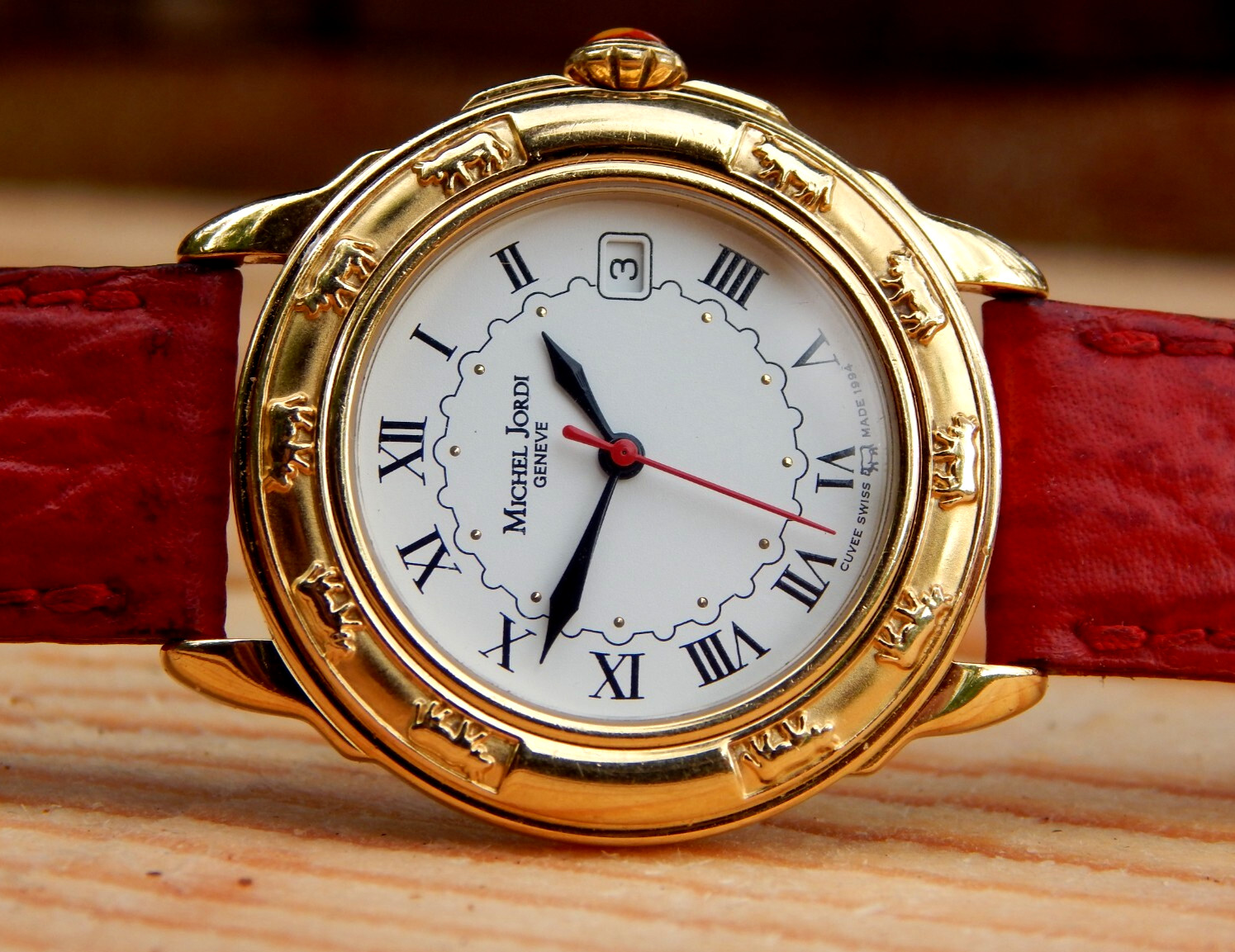 Michel JORDI Geneva 1991 Swiss Quartz Wrist Watch 37mm Case Eta Movement
