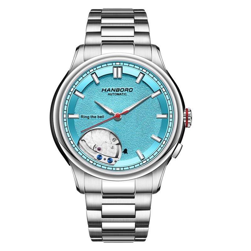 HANBORO Men Automatic Watch Alarm Mechanical Wristwatch Miyota 9015 Sapphire