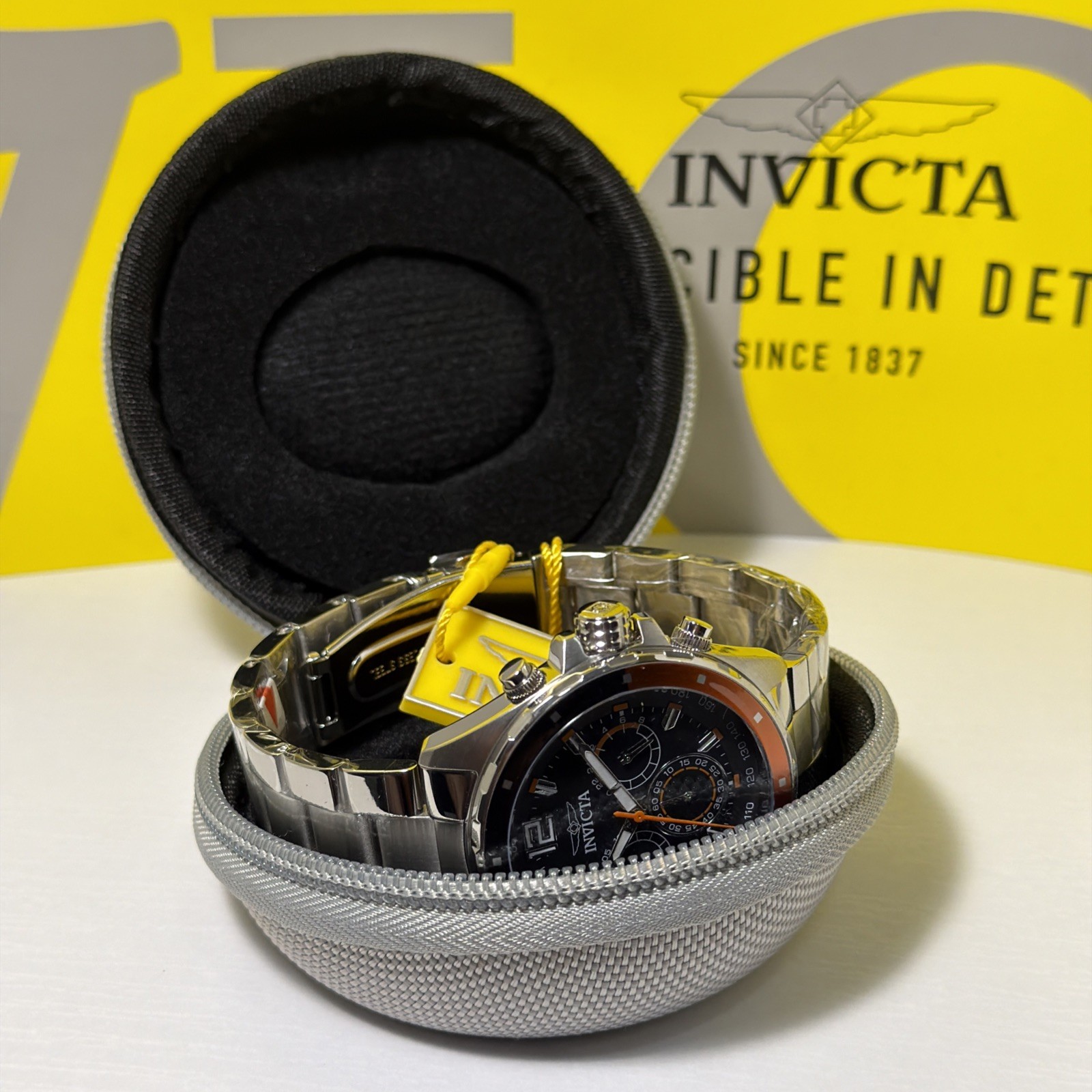 Invicta Speedway Men’s 44mm Chrono Watch StainlessSteel, W/Hard Case & Soft Case