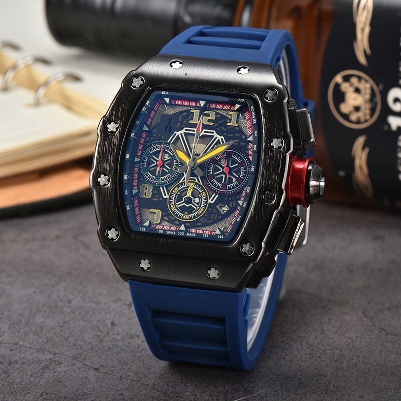 Richard Technolo Quartz Men’s Barrel-Shaped Fashion Hollow Calendar Watch