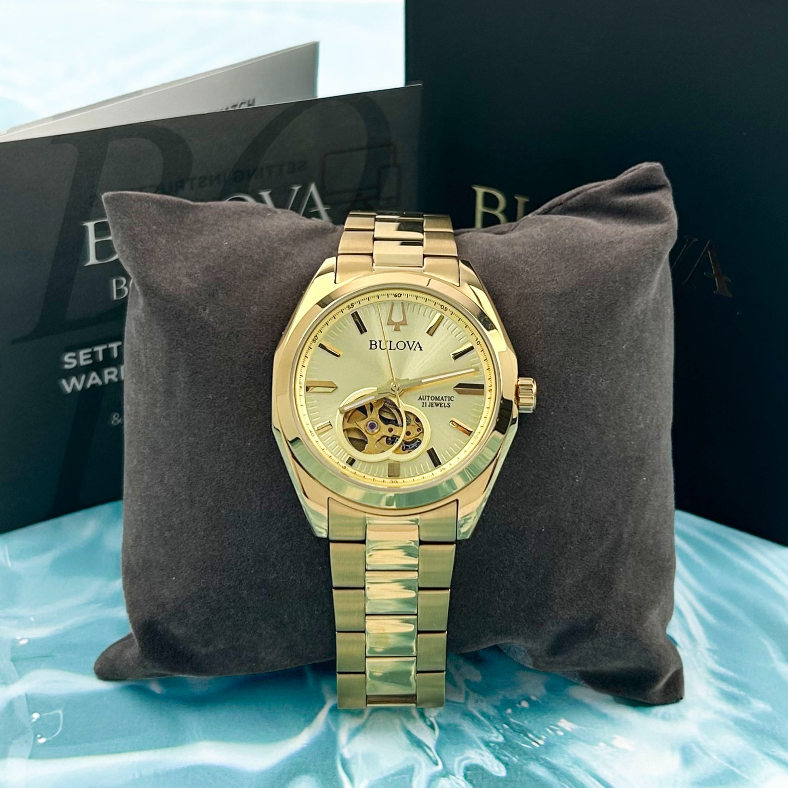 Bulova Men’s 97A182 Surveyor Champagne Dial Gold Automatic Automatic Watch 39MM