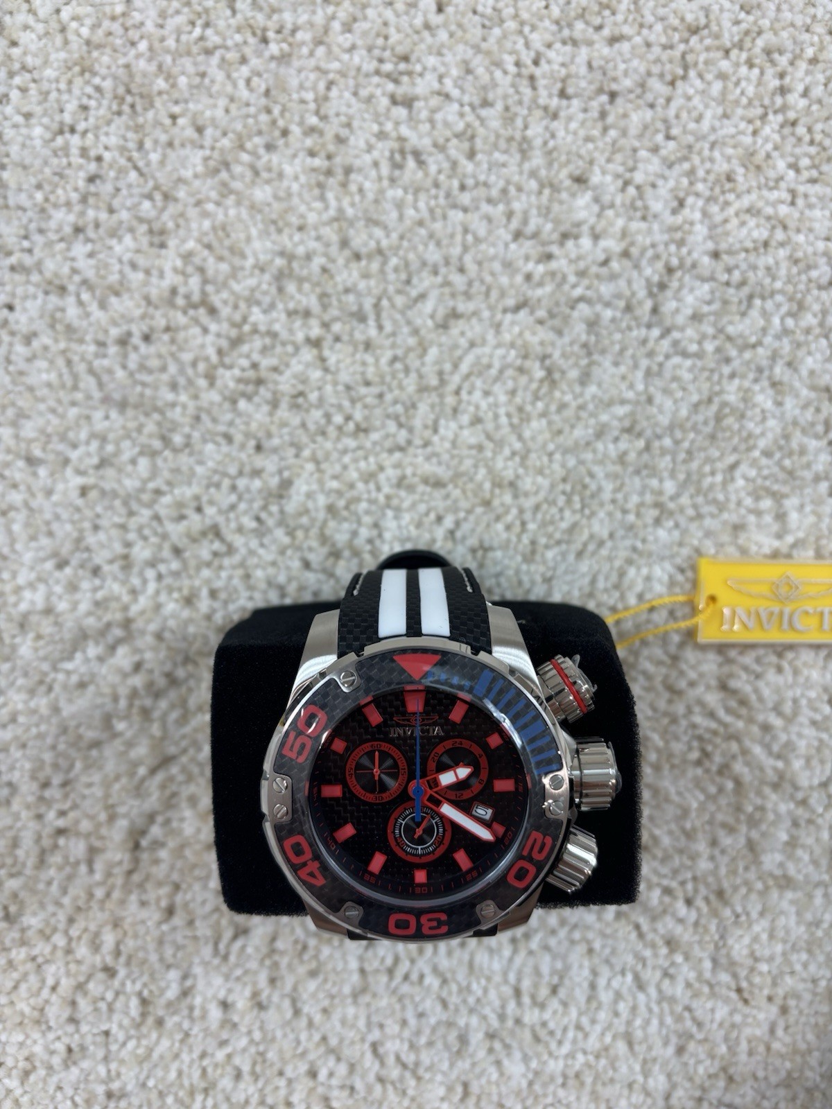 Invicta Sea Hunter Mens Watch Chrono Quartz 48992 New Black White Blue Red 52mm