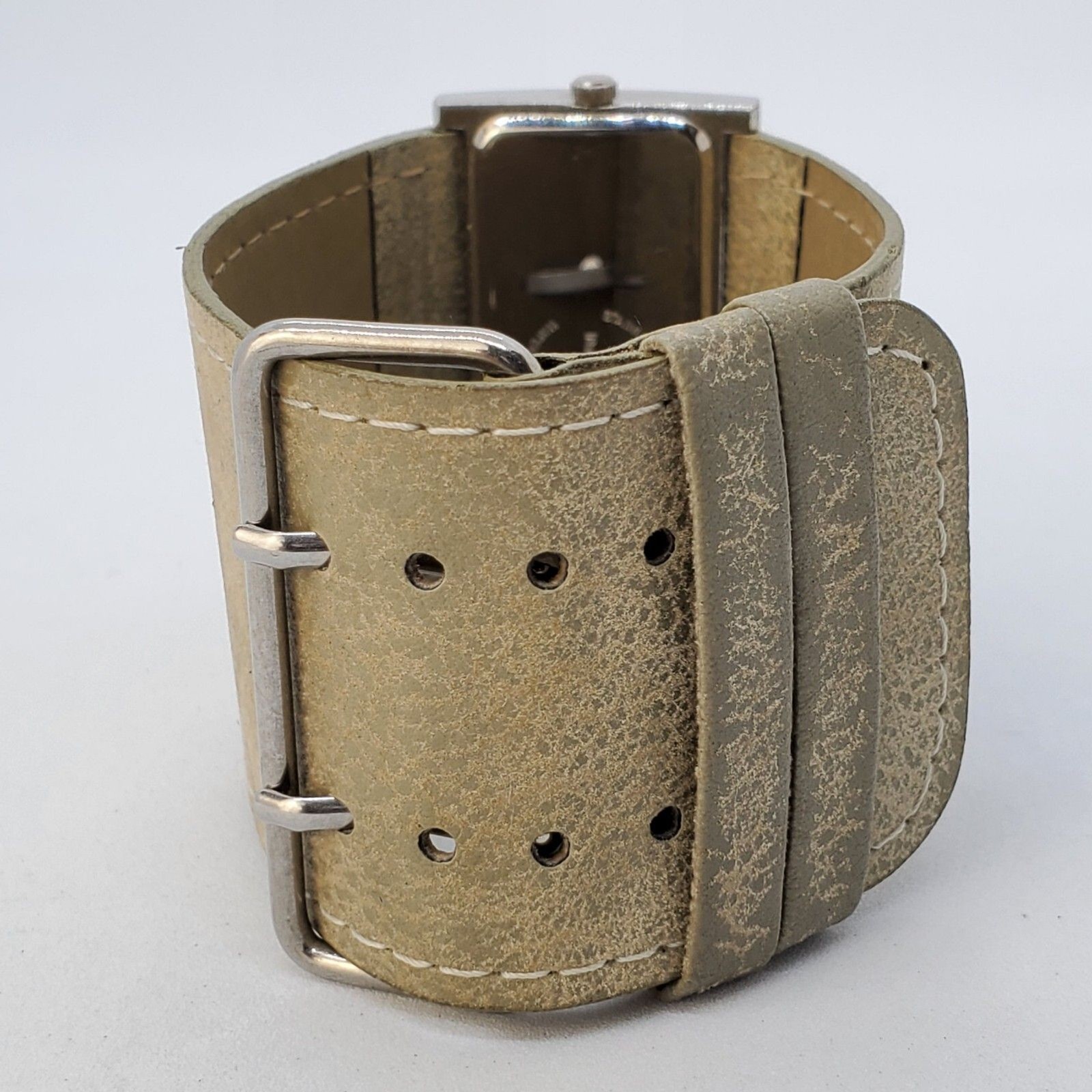 Daniel Klein 50MM Women’s Watch Tan Dial Wide Cuff Leather Bands New Battery