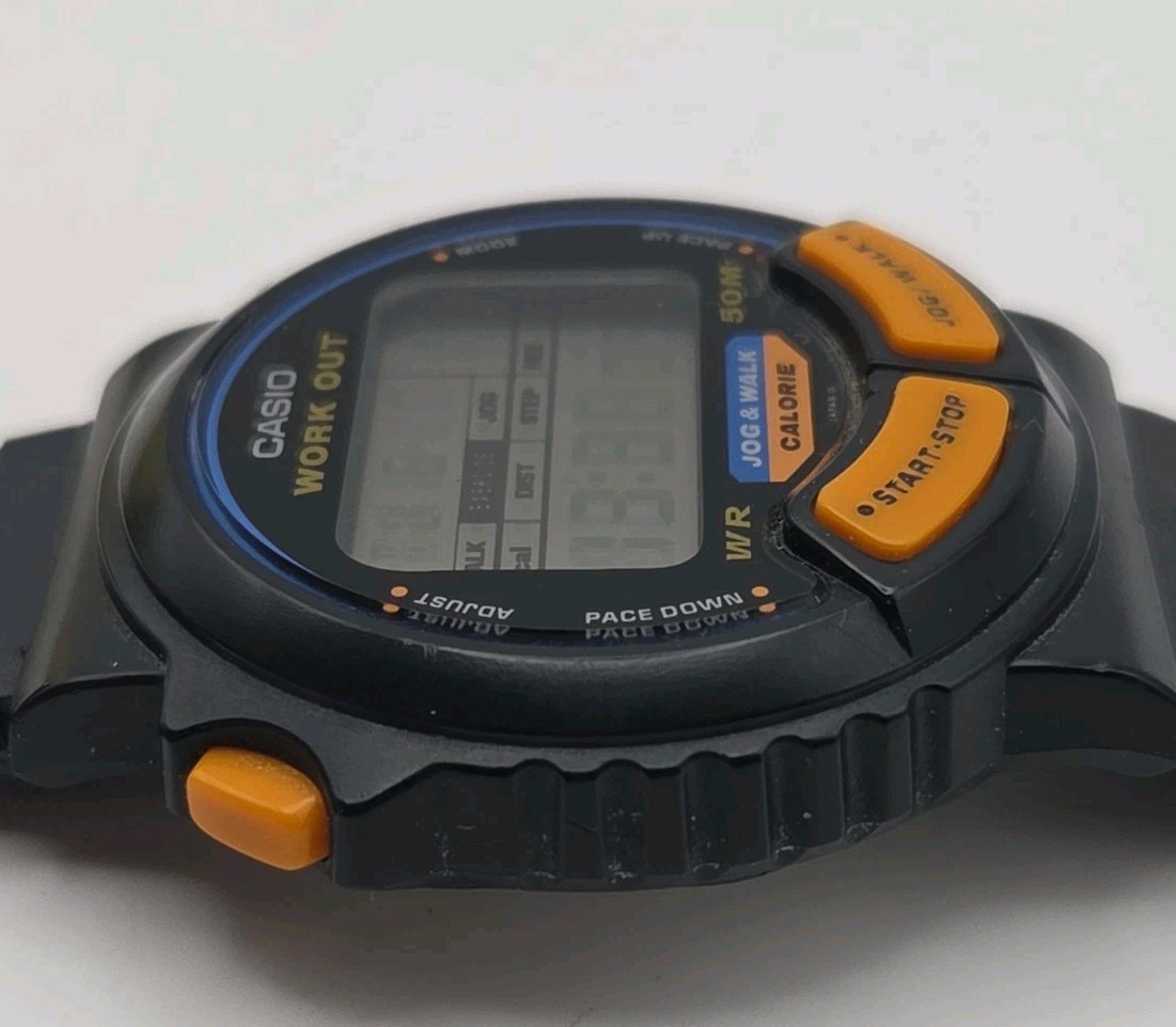Vtg Casio JC-10 40mm Case Work Out Jog Walk Calorie Digital Watch New Batteries