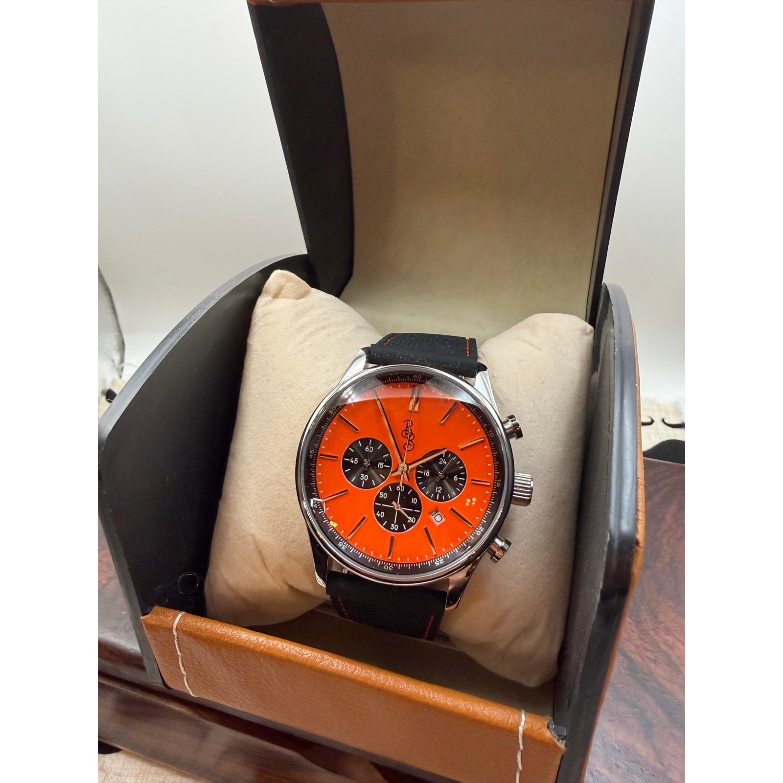 The Beyond Boring Watch Co.Orange and Black Chronograph