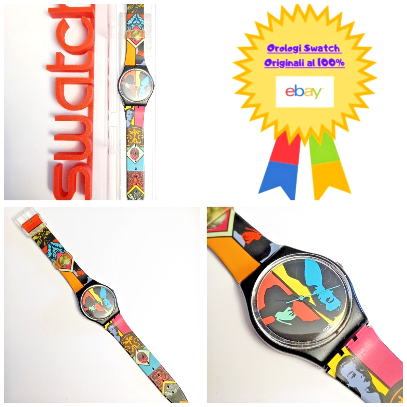 Swatch Gent New Coloured Love GB122 1988 Vintage 90s Wrist Watch NOS
