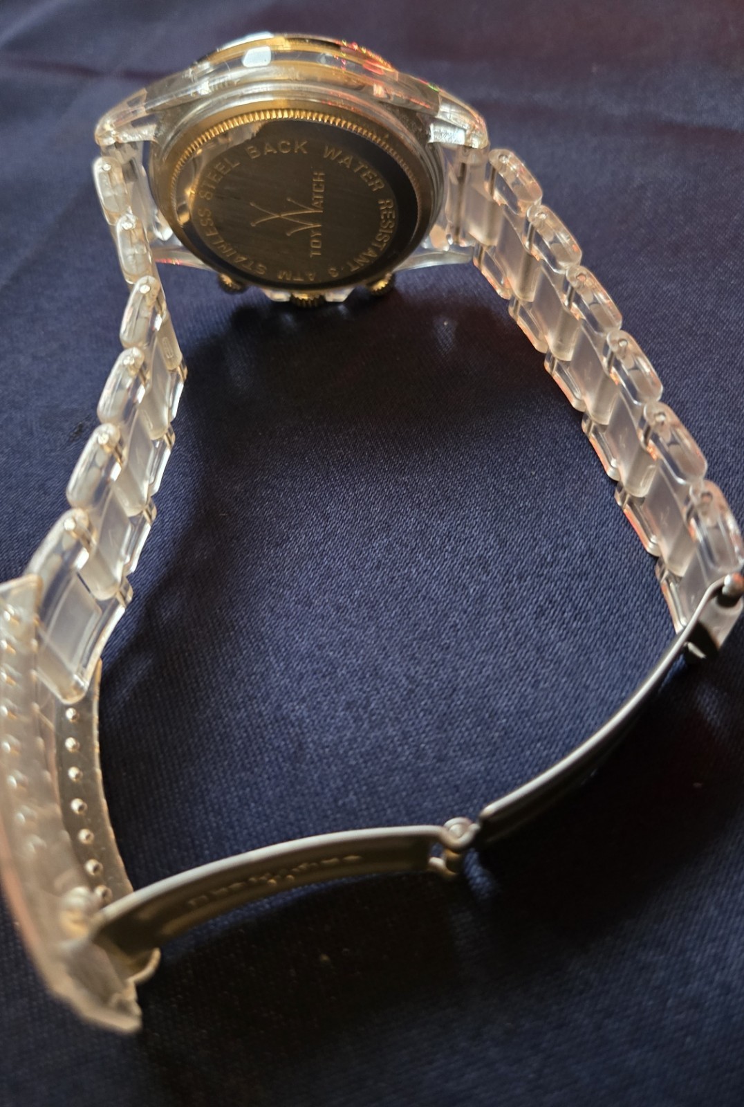 Toy Watch Unisex Quartz Chronograph Clear Polycarbonate Band. Works! New Battery