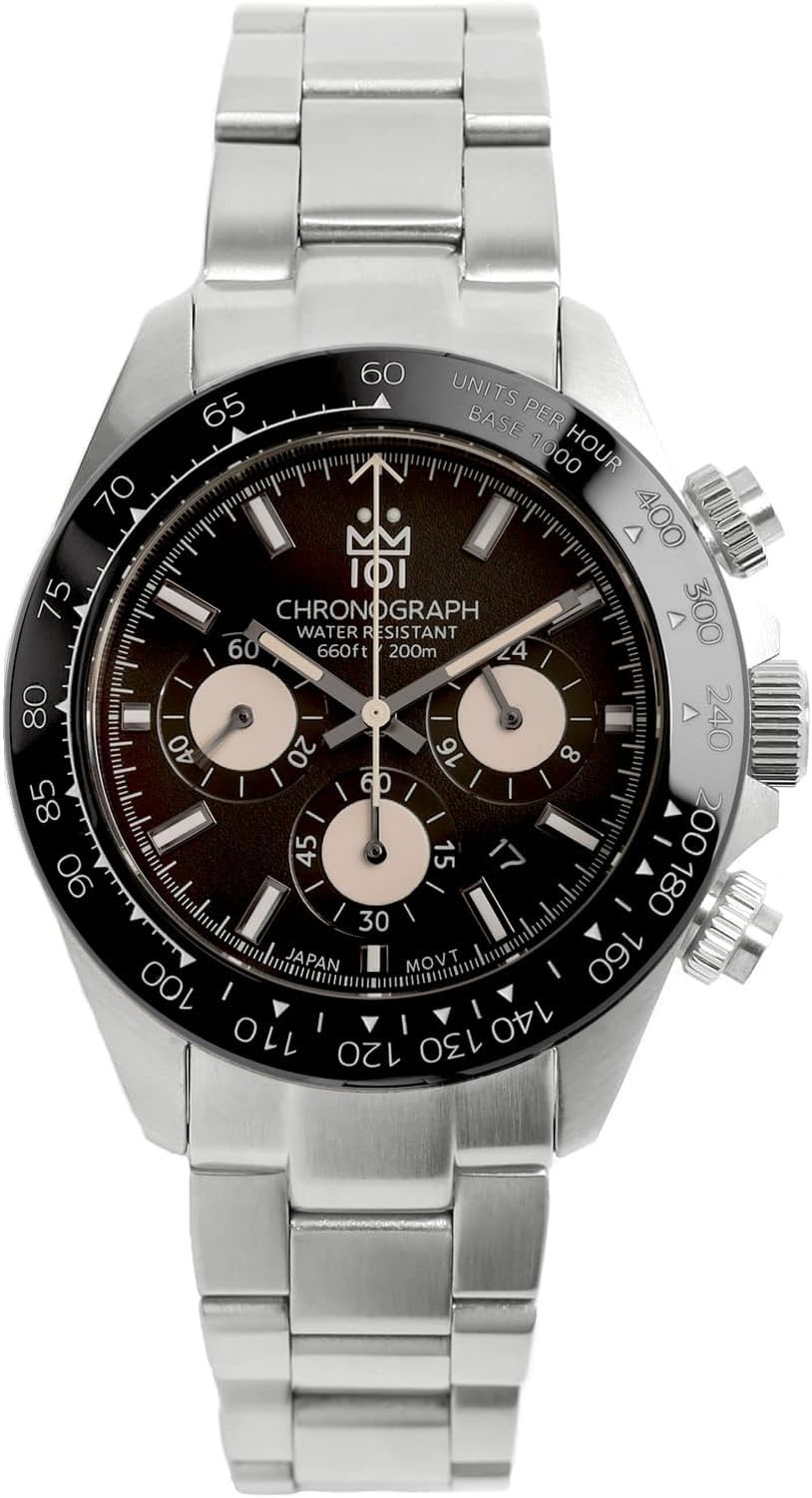 [HYAKUICHI 101] No.11 Watch Chronograph Men’s Black x Ivory hyaku1-011-BKIV