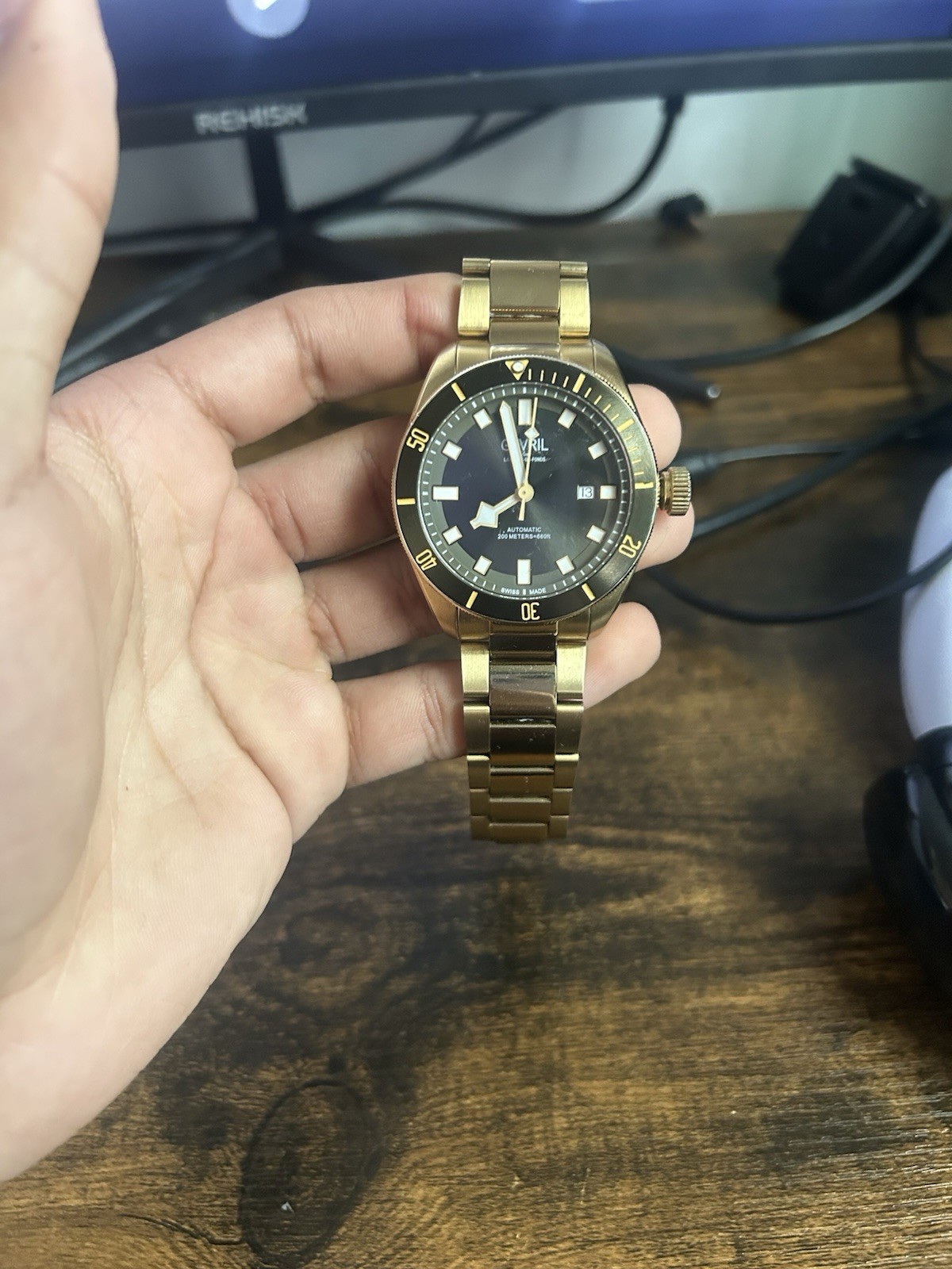 Gevril York Bronze Automatic Swiss Made Diver Watch Ref. 48805 25/500 Limited Ed