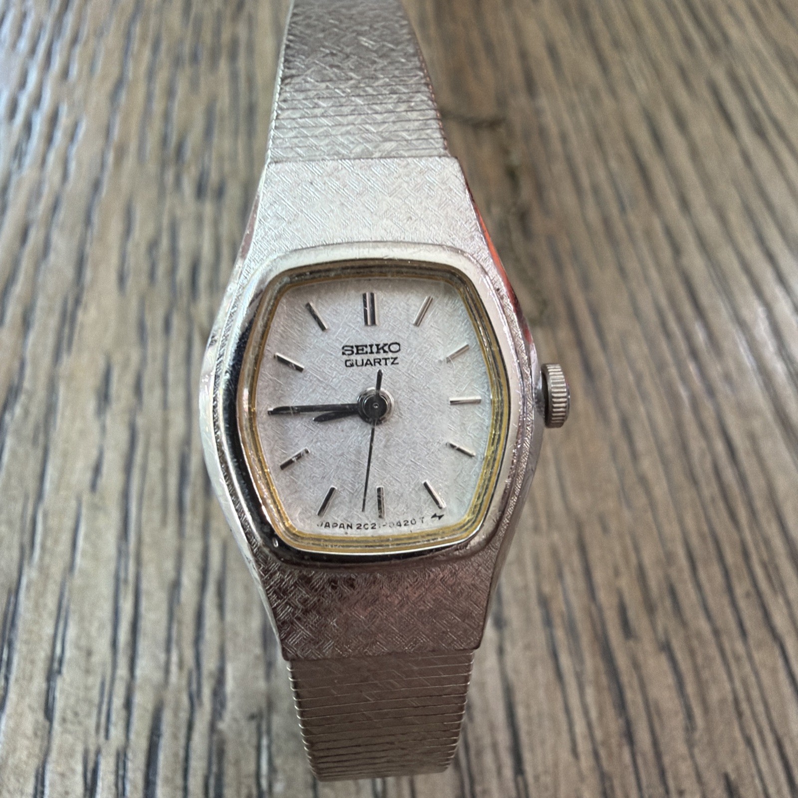 Seiko Watch Women 17mm Silver Dial Silver Tone Hexagon.